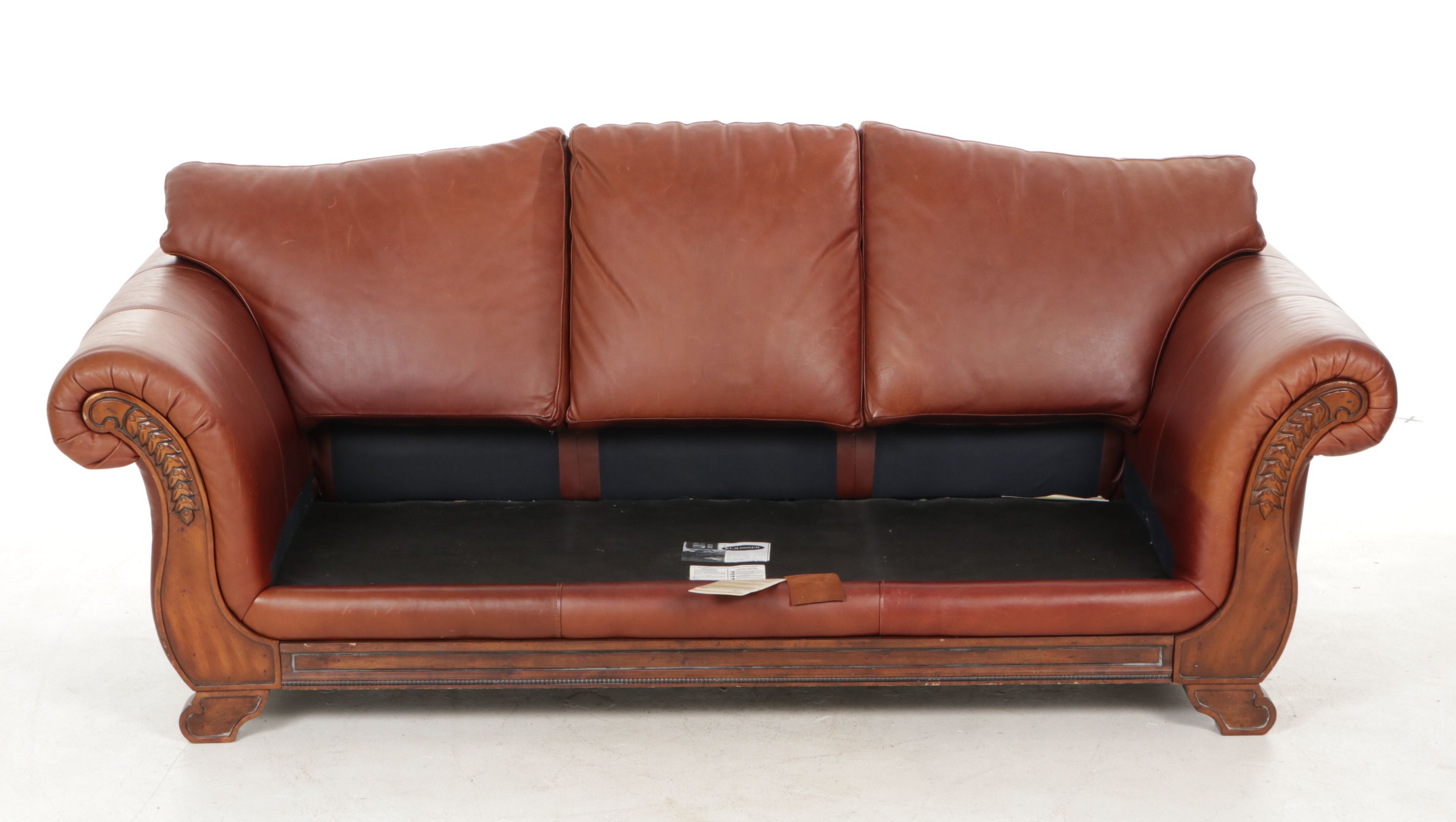 Klaussner Empire Style Leather Upholstered Sofa, 21st Century
