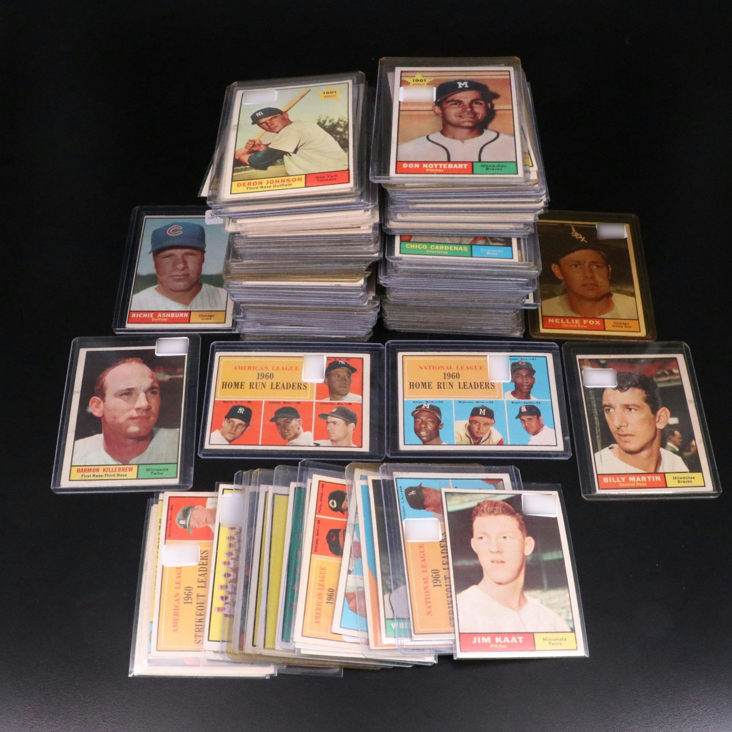 1961 Topps Baseball Cards Featuring Nellie Fox, Harmon Killebrew, and More