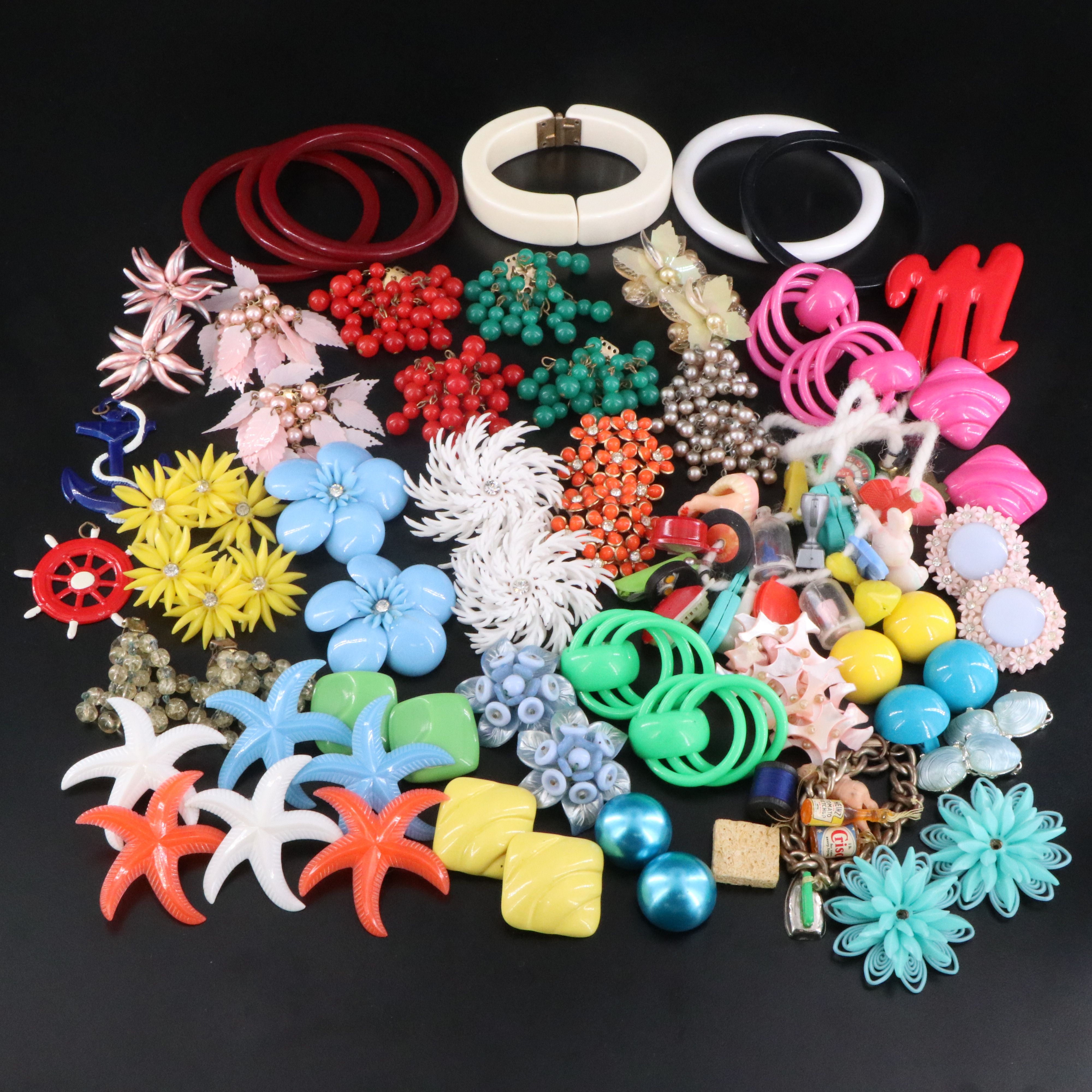 Early Plastic, Bakelite Bangles and Clamper Featured in Vintage Jewelry