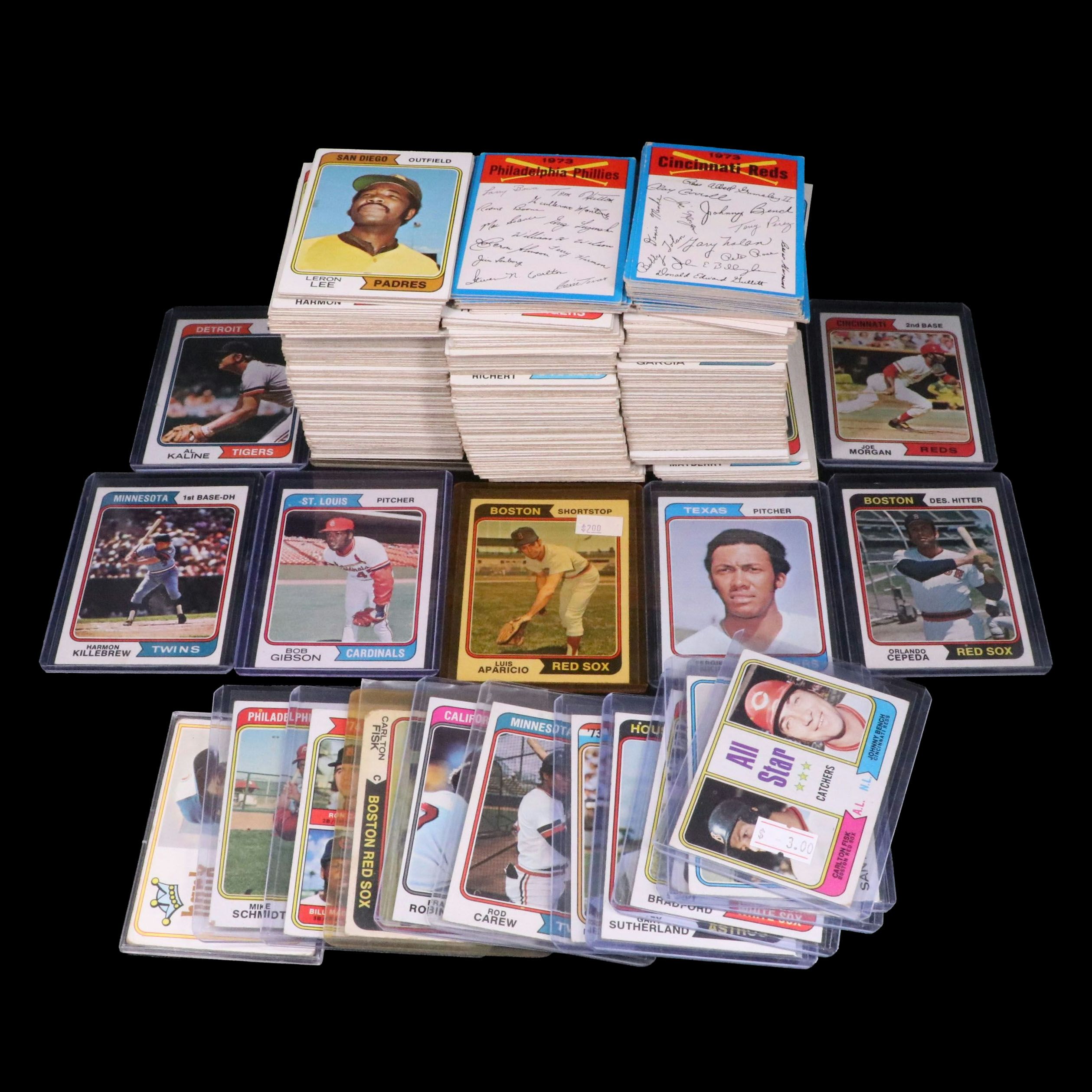 1974 Topps Baseball Cards Featuring Hank Aaron, Ron Santo, and More
