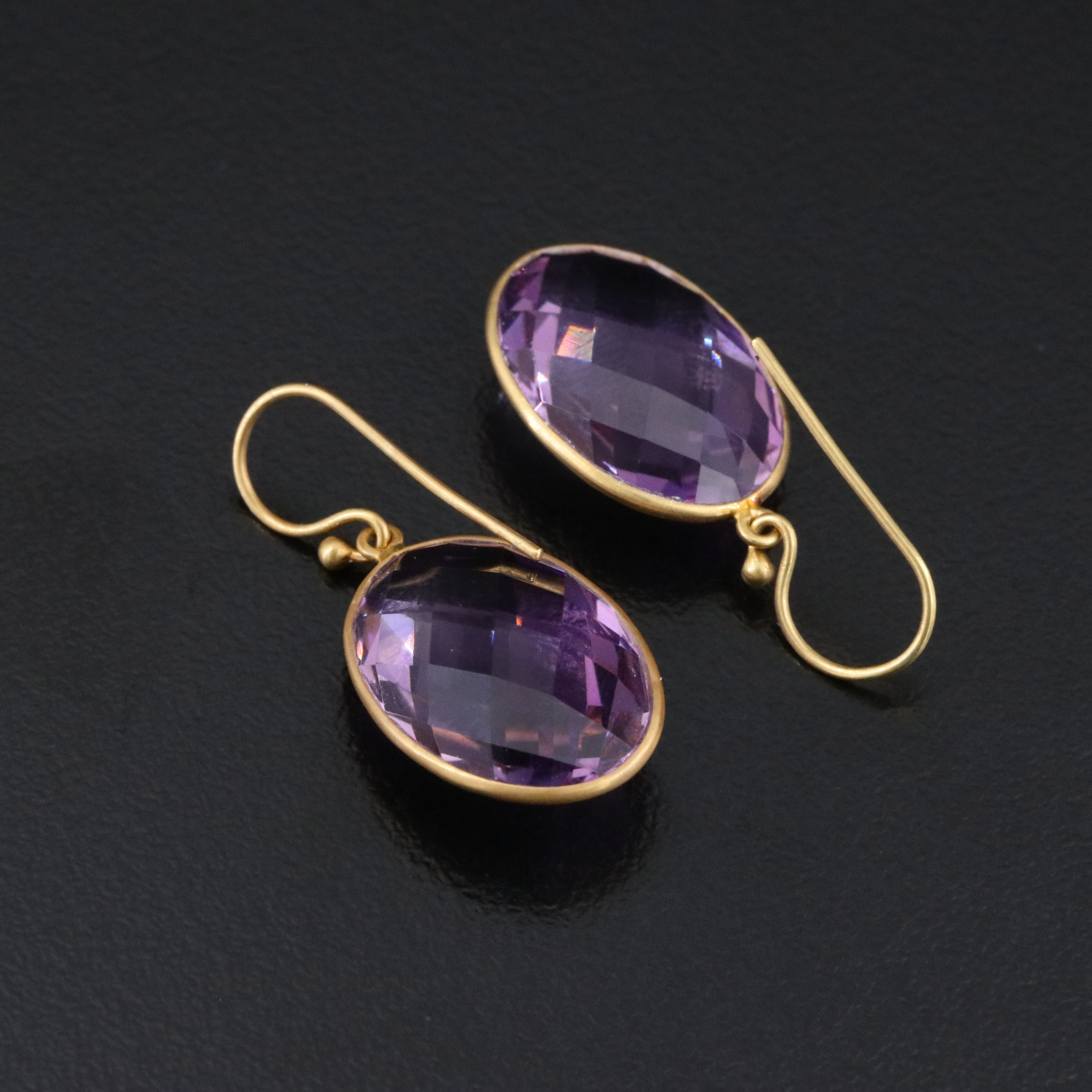 18K Amethyst Drop Earrings