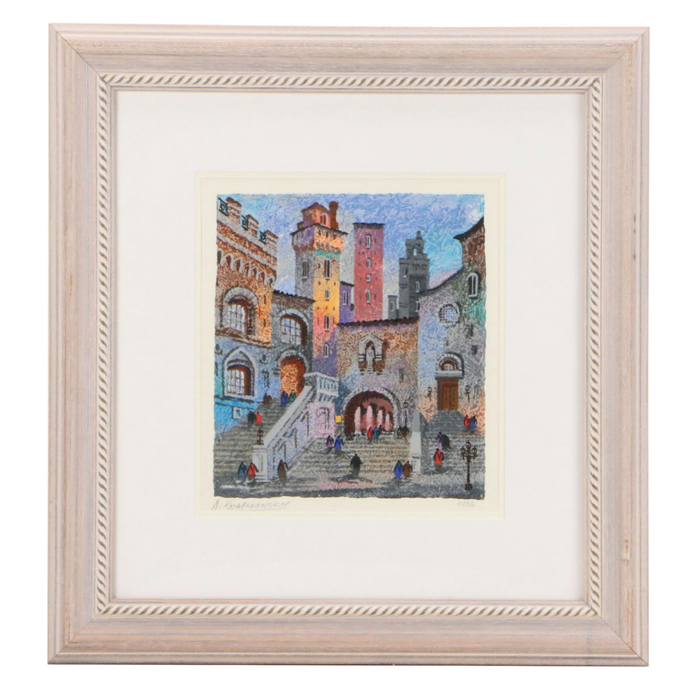 Anatole Krasnyansky Serigraph "San Giminiano, Italy"