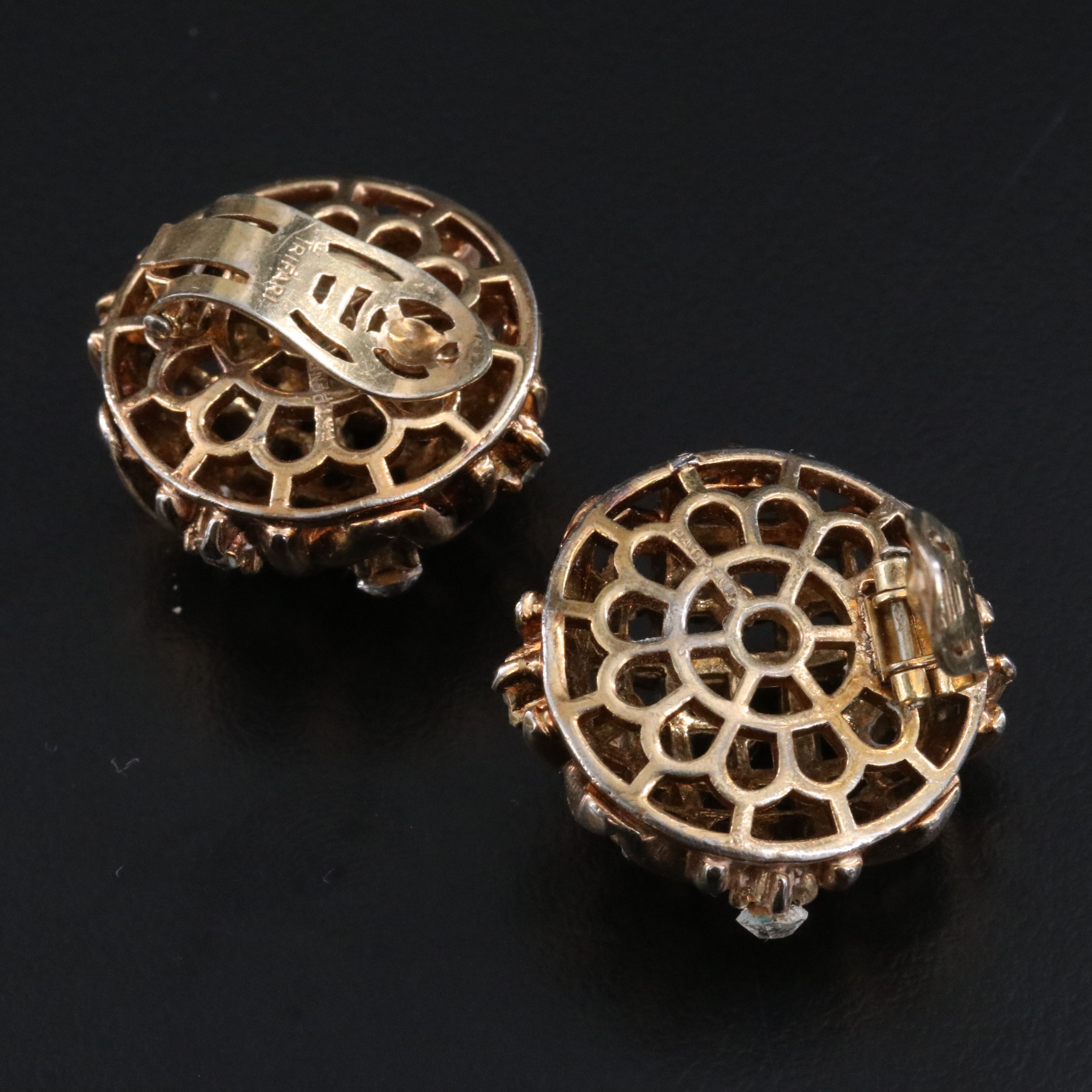 Trifari Floral Necklace with Crown Trifari Button Earrings