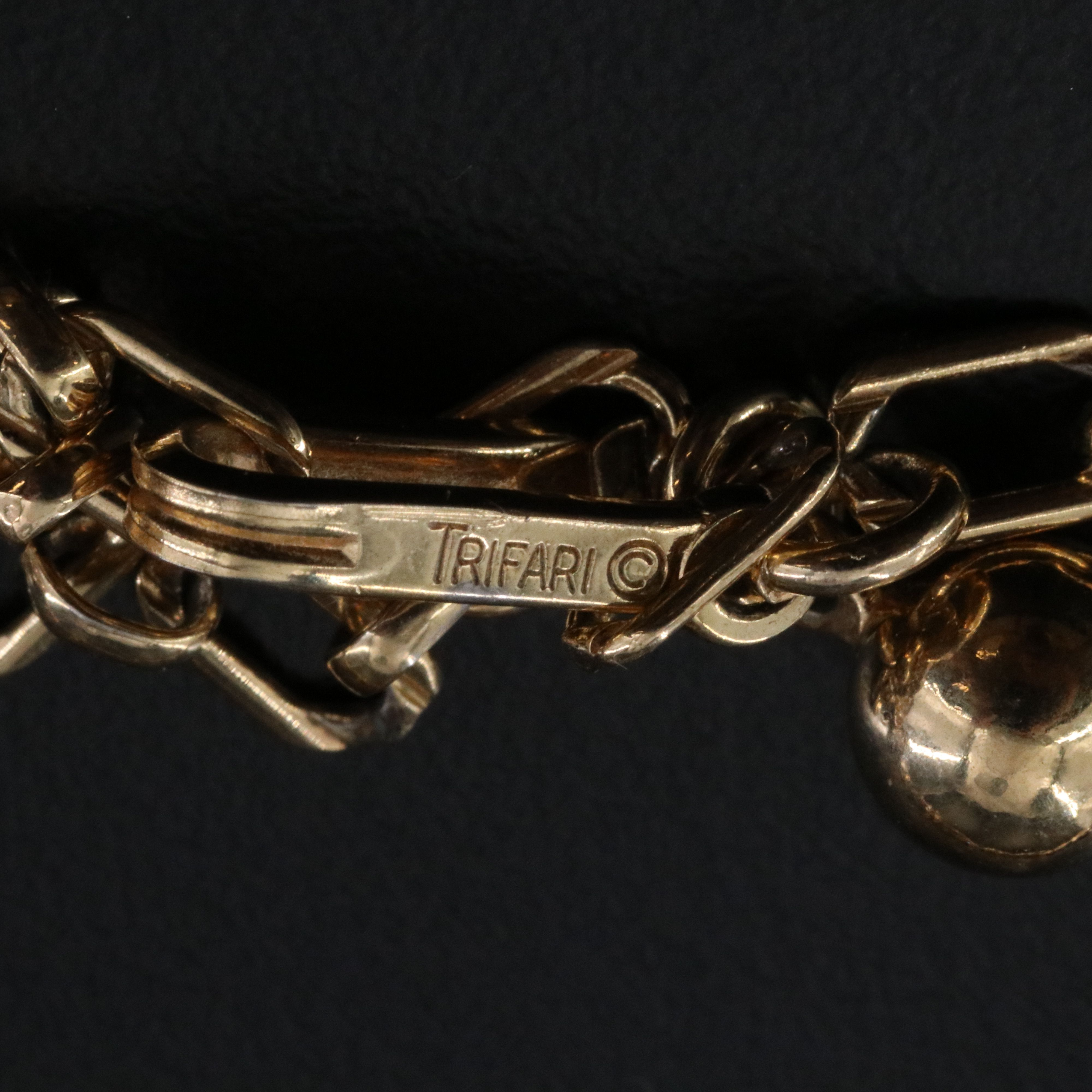 Trifari Floral Necklace with Crown Trifari Button Earrings