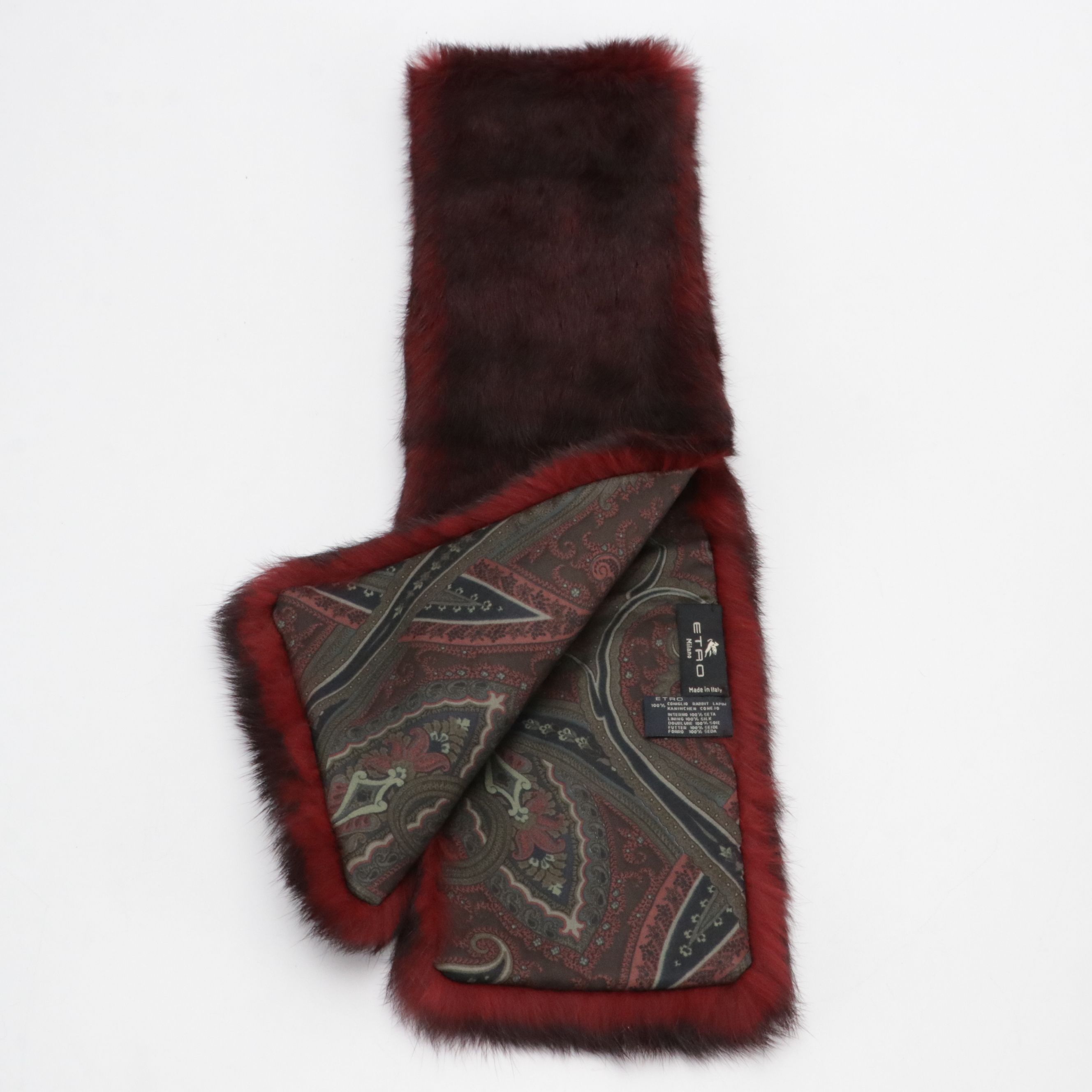 ETRO Red Dyed Rabbit Fur Scarf