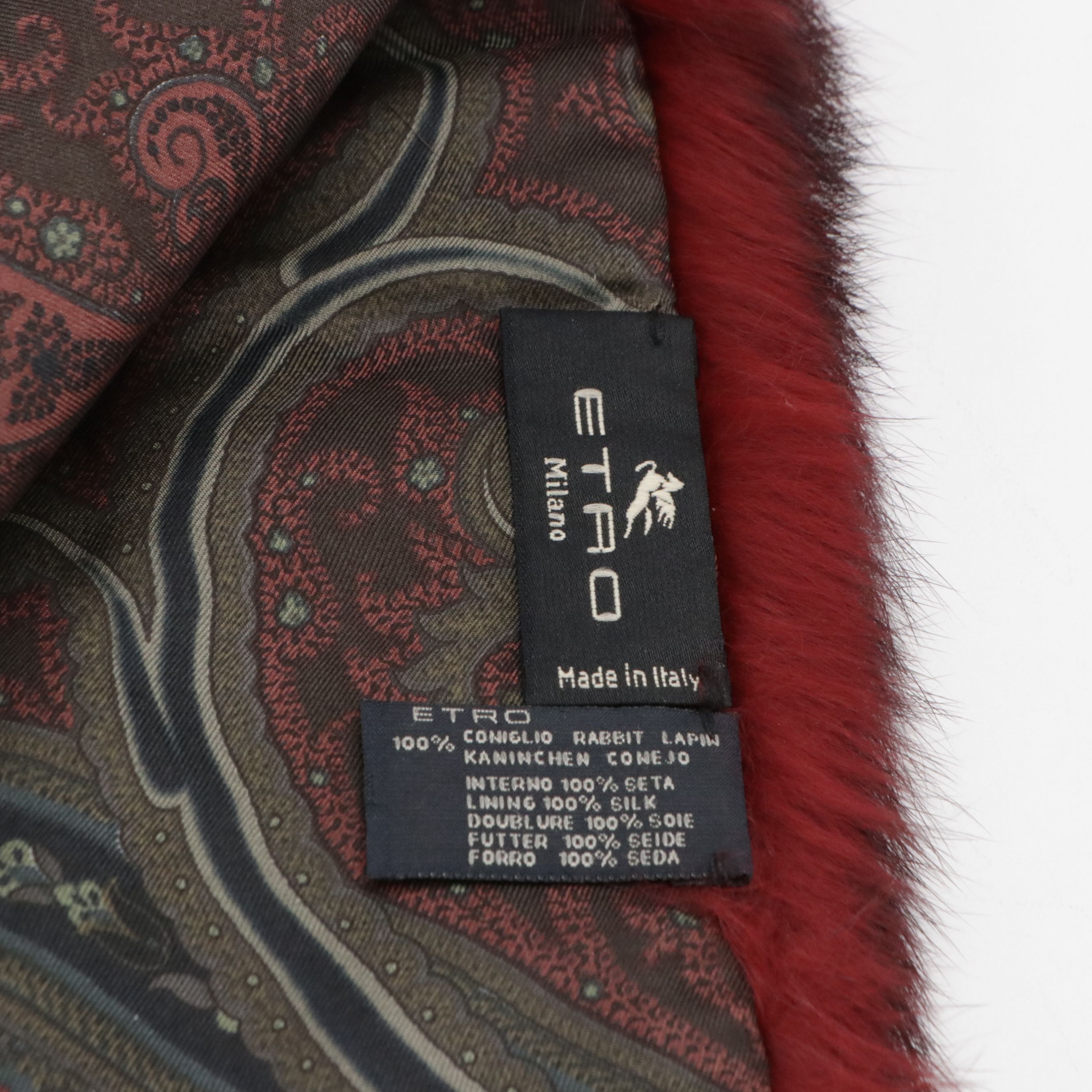 ETRO Red Dyed Rabbit Fur Scarf