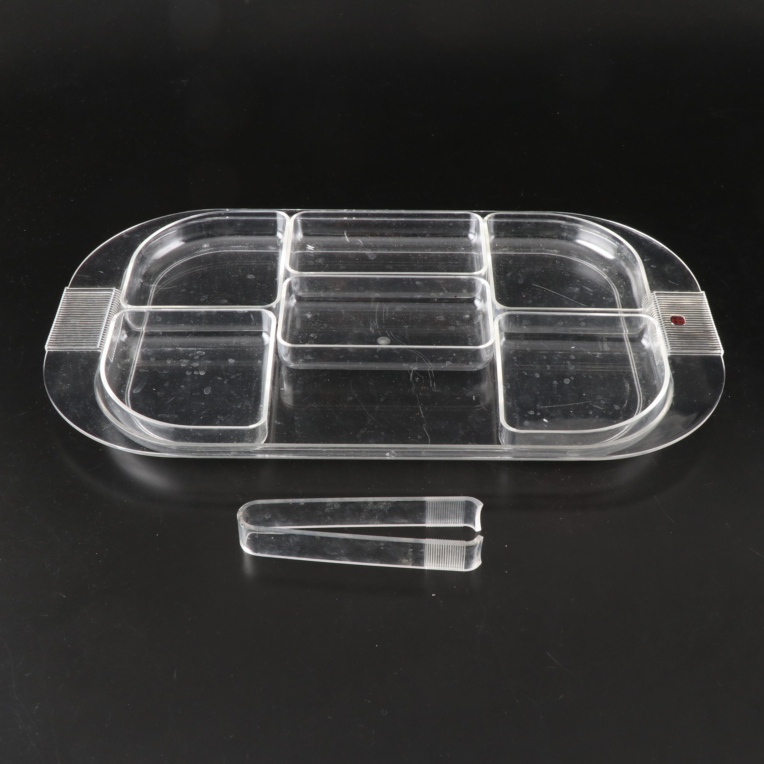 Guzzini Acrylic Divided Tray with Other Acrylic Ice Bucket and Wine Glasses