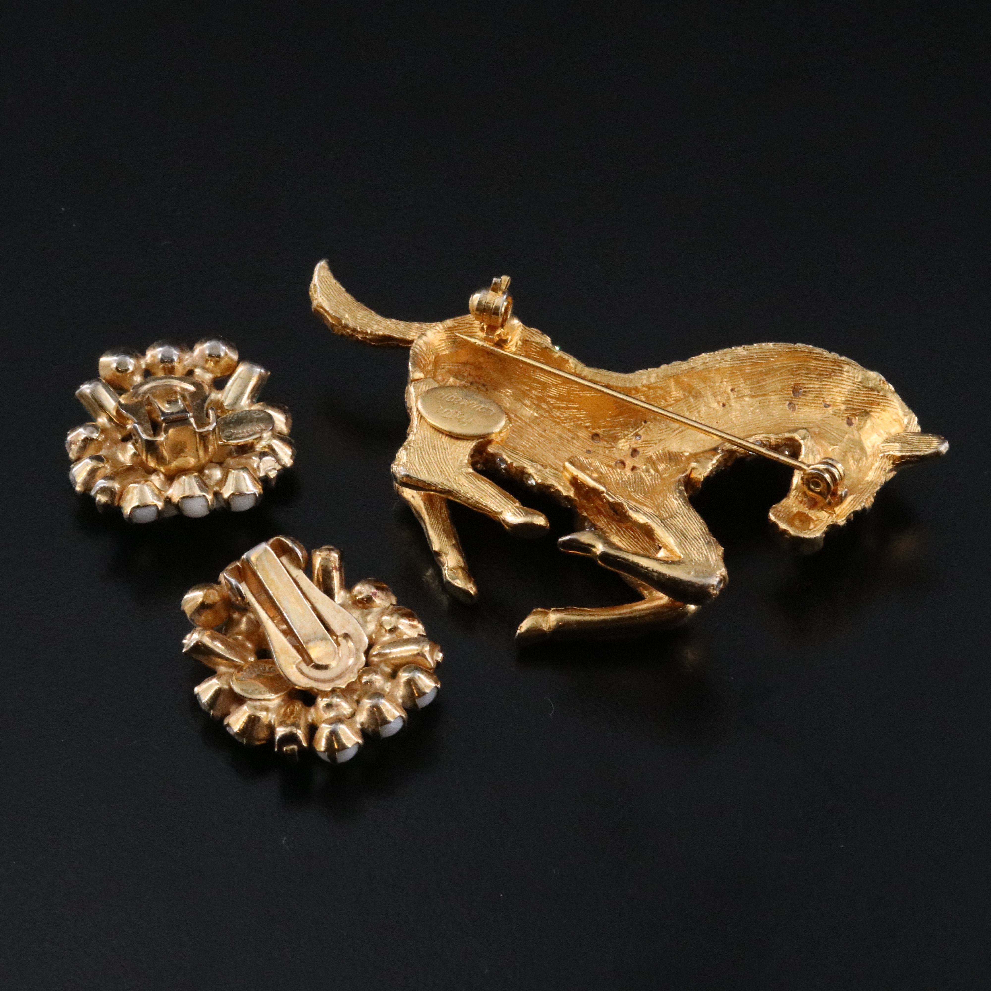 Hattie Carnegie Earrings and Zebra Brooch