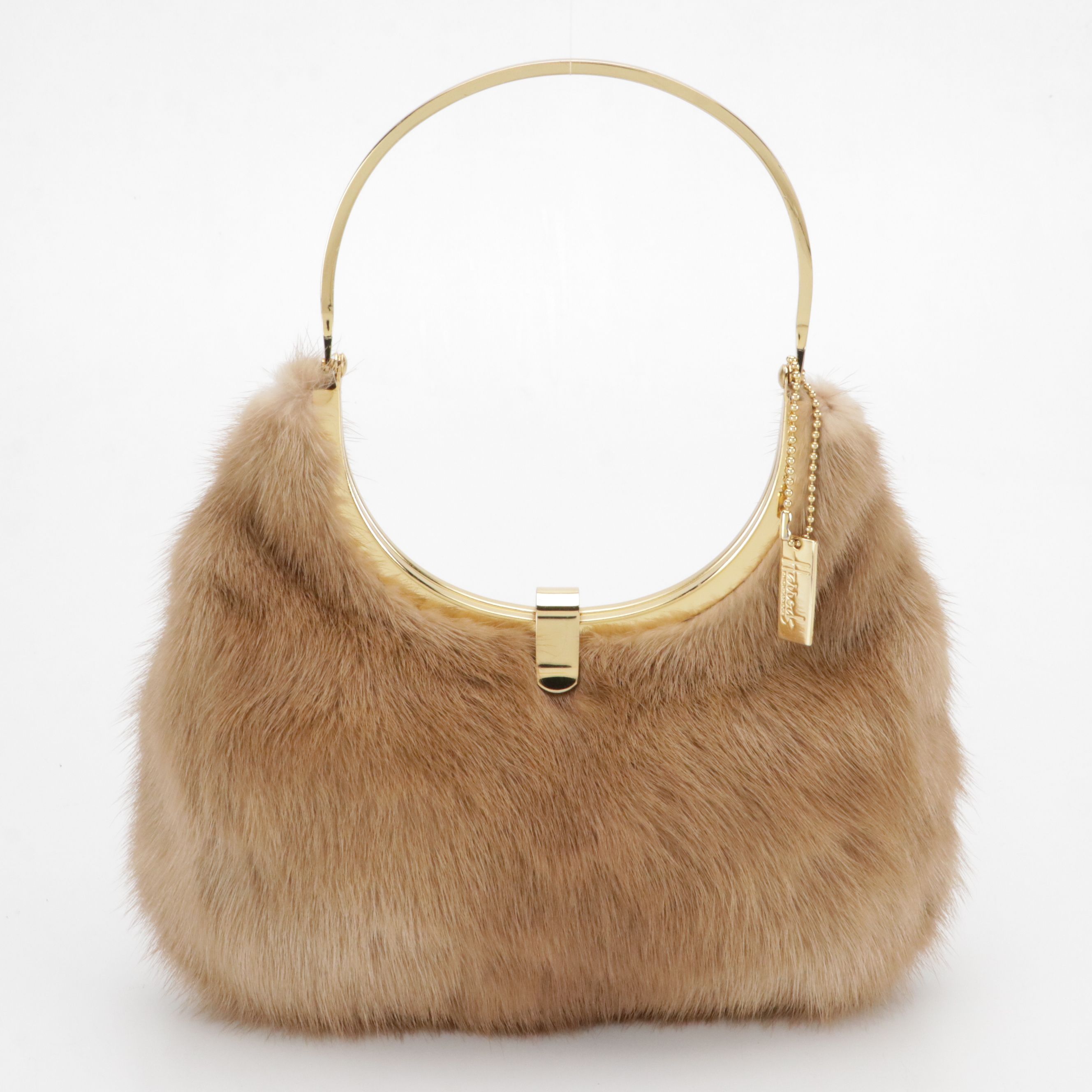 Harrods Knightsbridge Rabbit Fur Bail Handle Purse