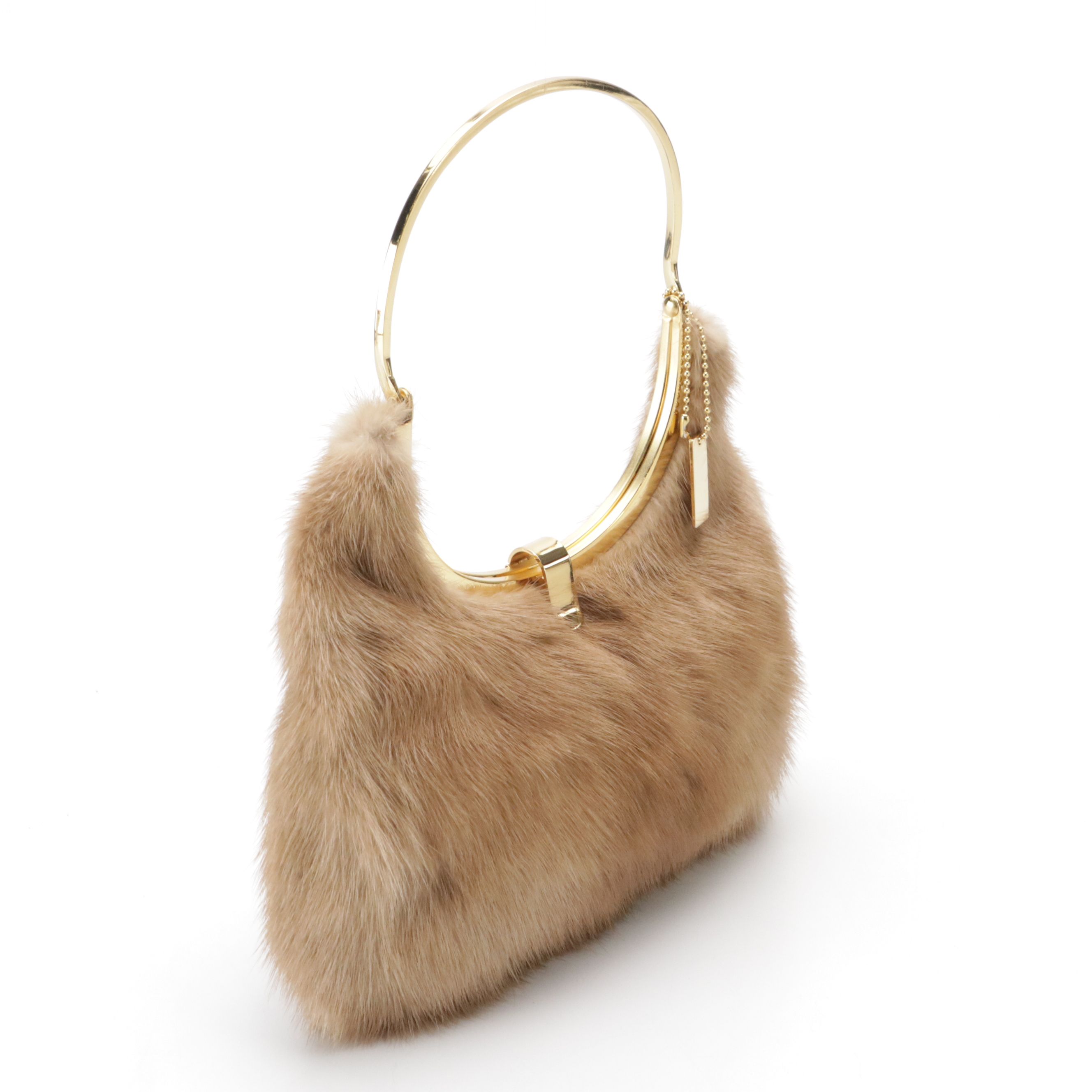 Harrods Knightsbridge Rabbit Fur Bail Handle Purse