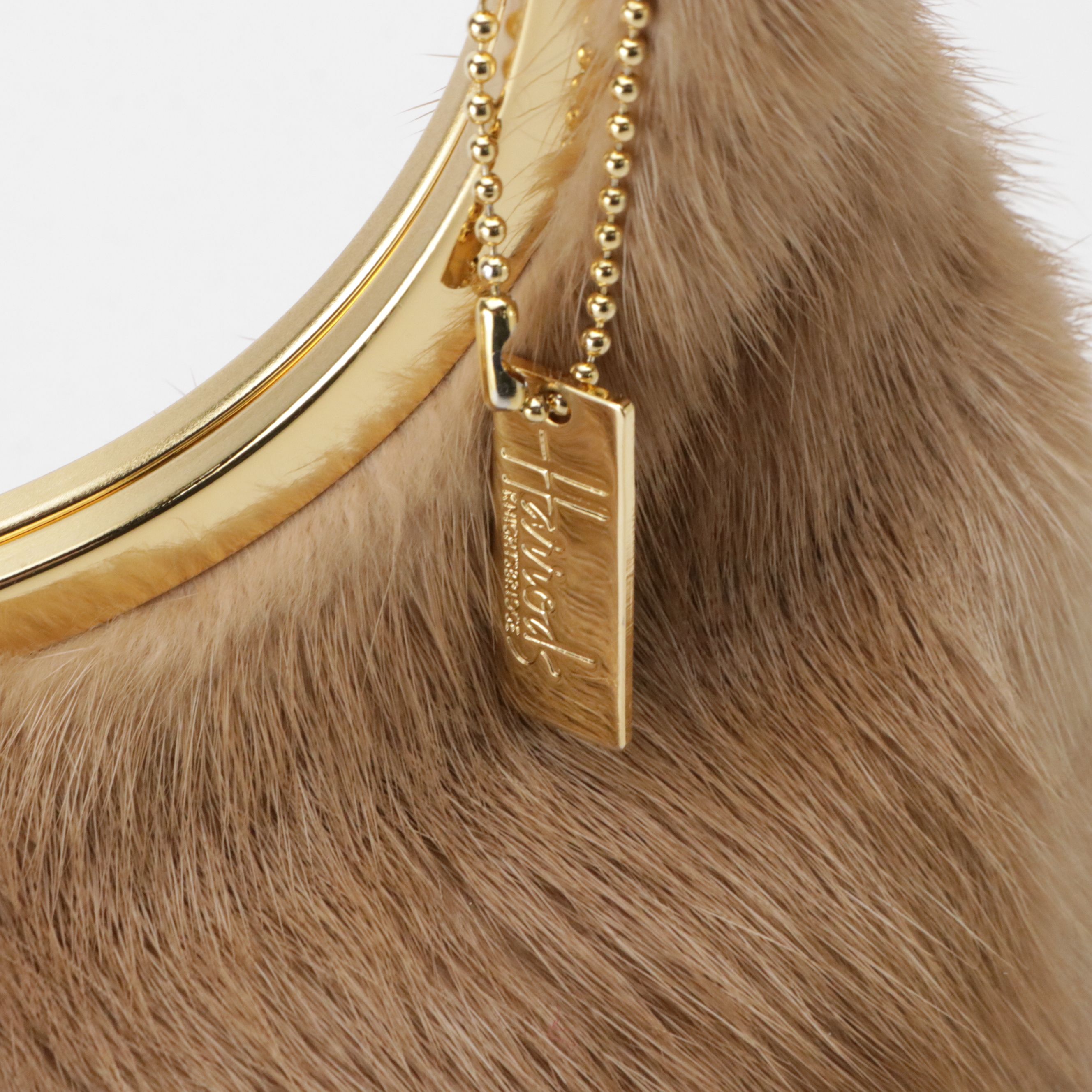 Harrods Knightsbridge Rabbit Fur Bail Handle Purse