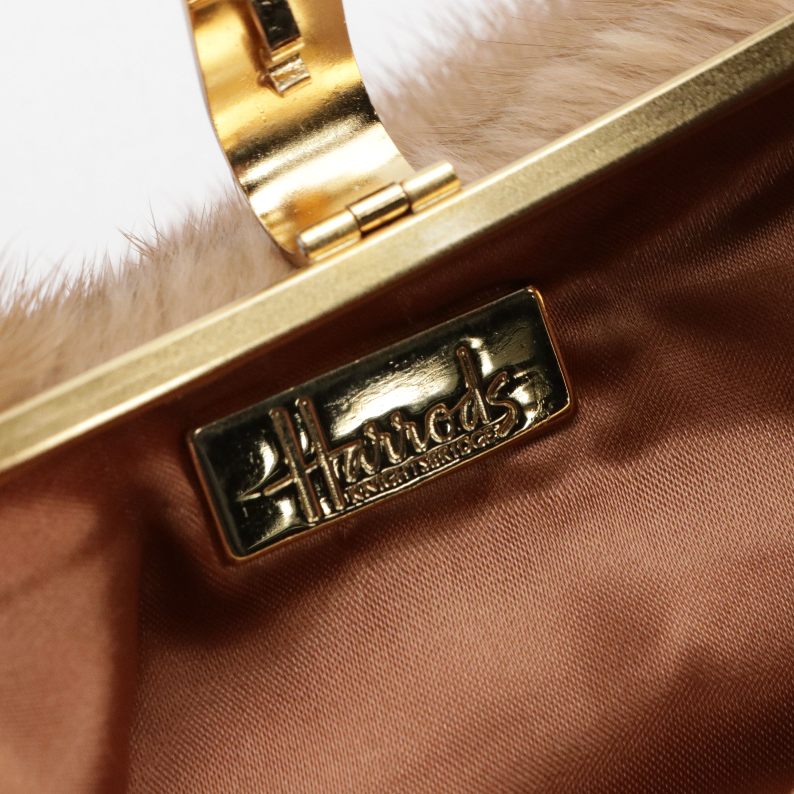 Harrods Knightsbridge Rabbit Fur Bail Handle Purse