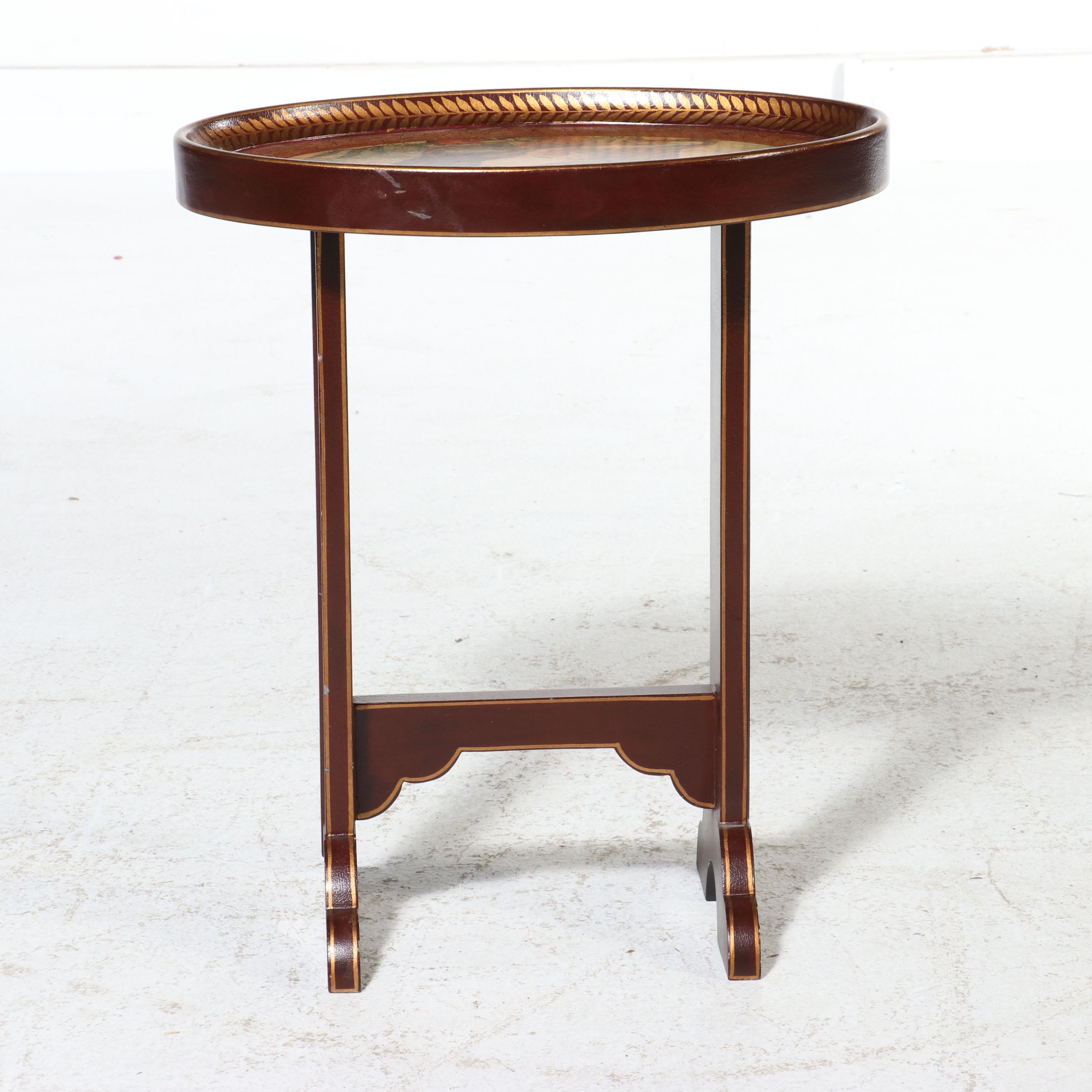 Wooden Occasional Table with Capuchin Monkey Print