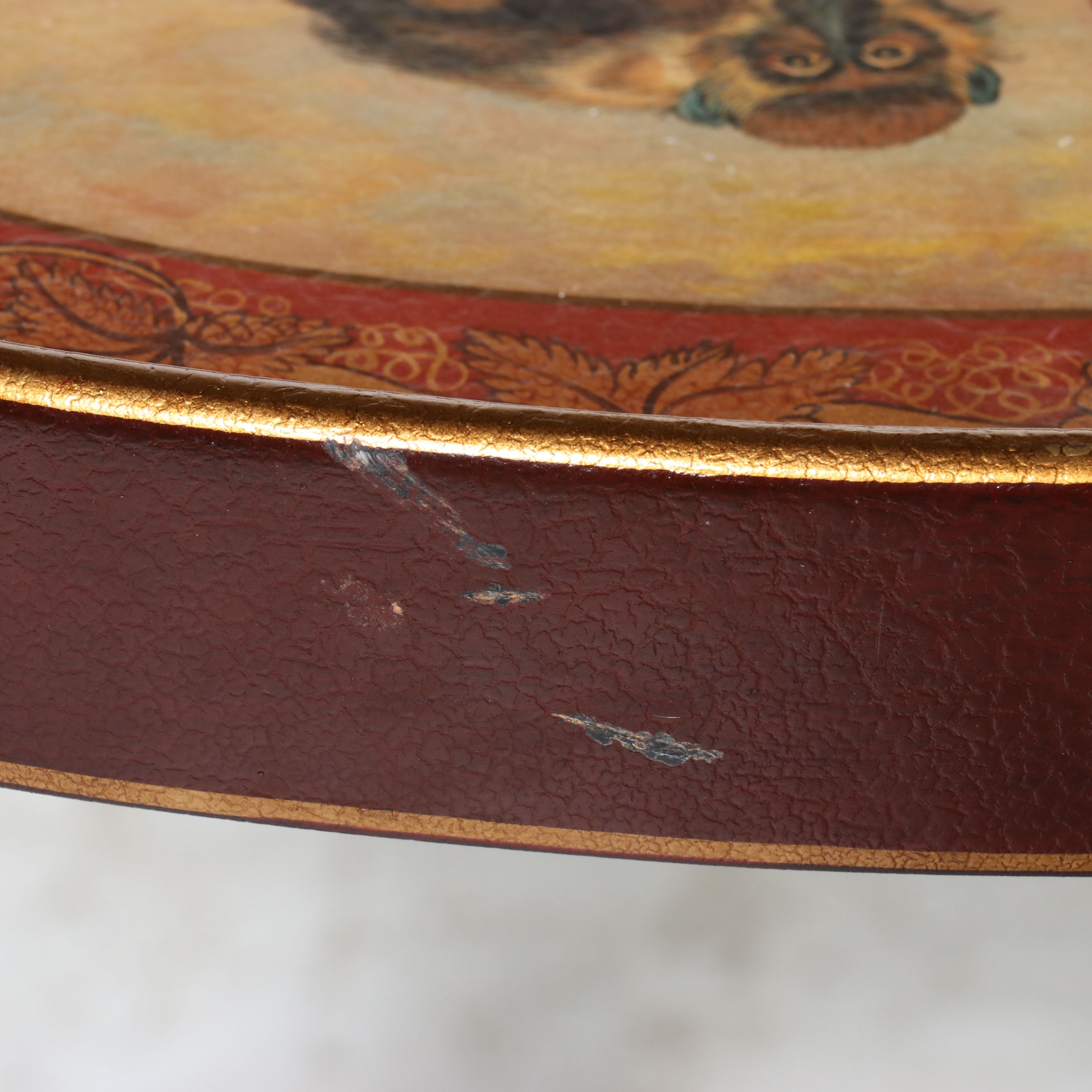 Wooden Occasional Table with Capuchin Monkey Print