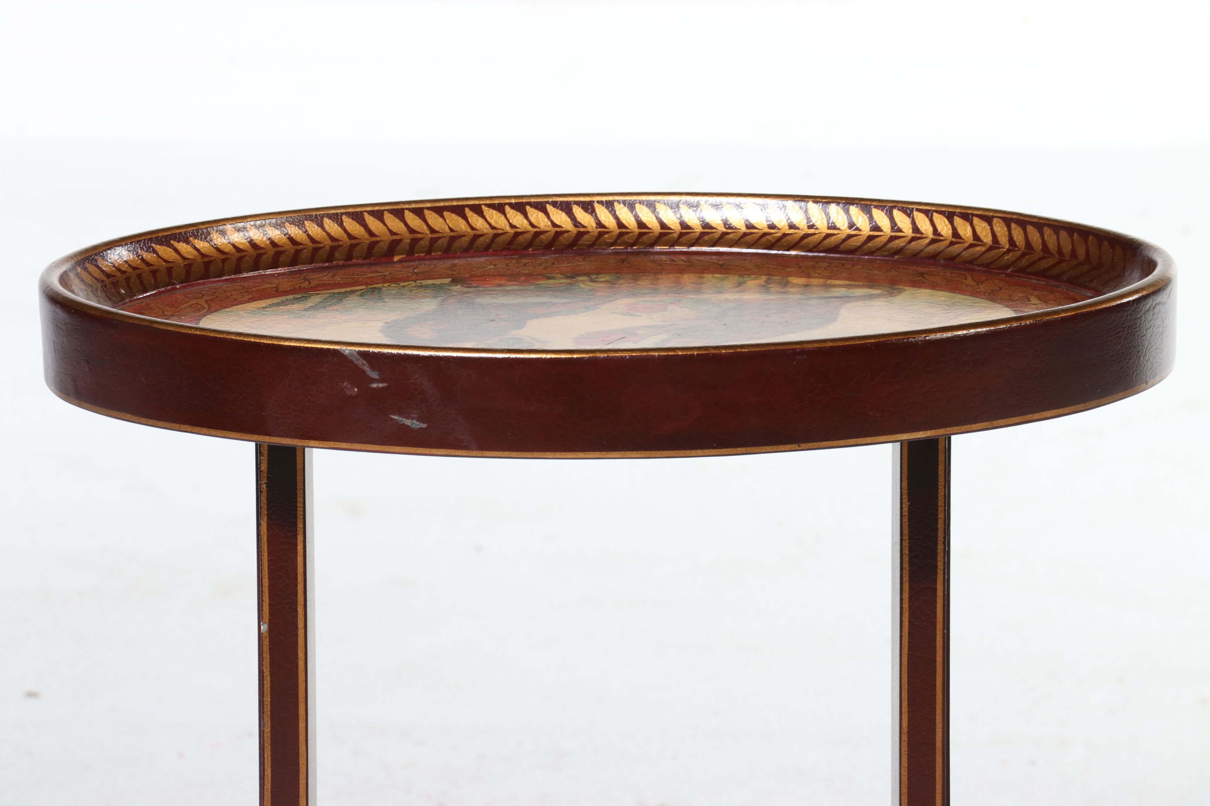 Wooden Occasional Table with Capuchin Monkey Print