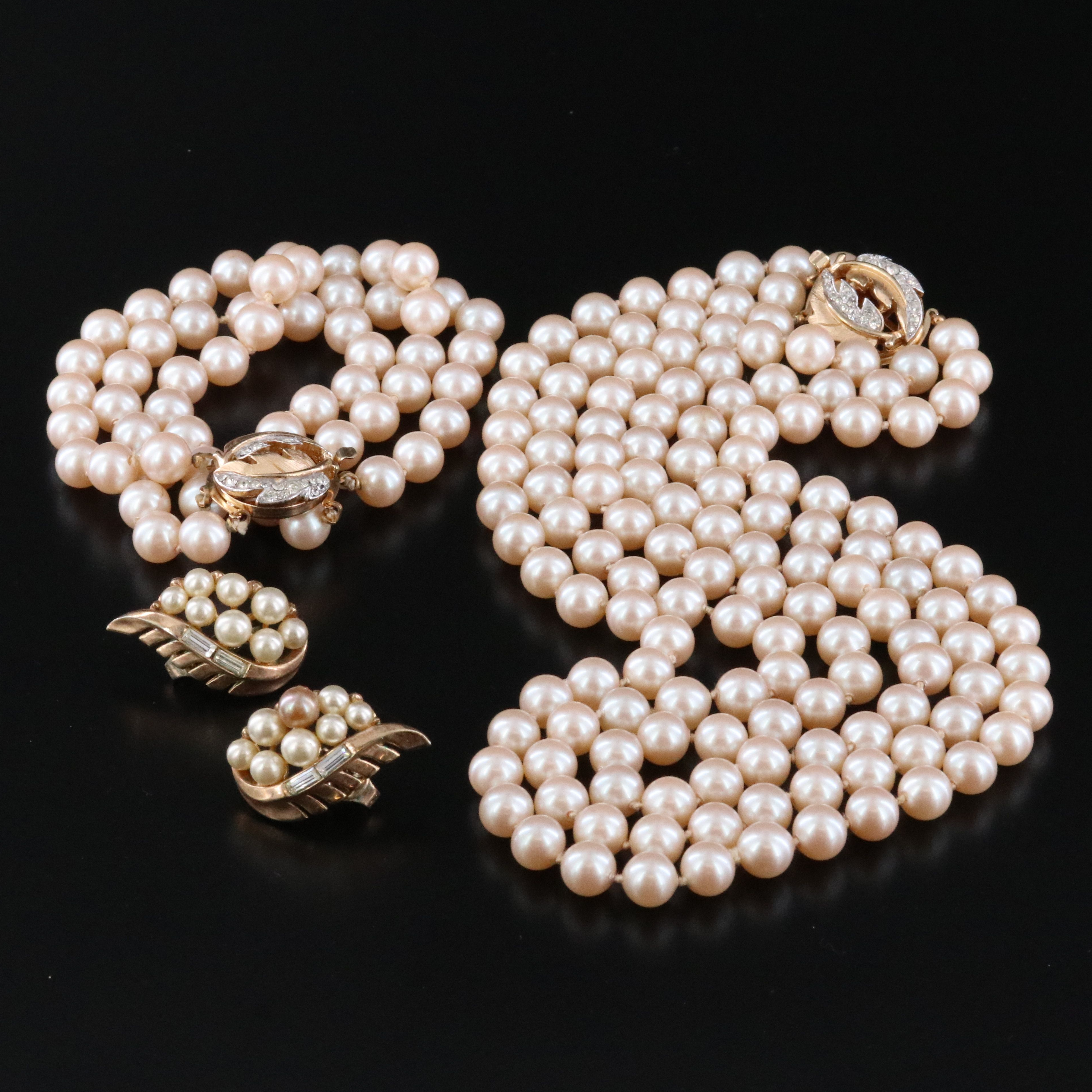 Crown Trifari Necklace and Bracelet Set with Earrings, c. 1945