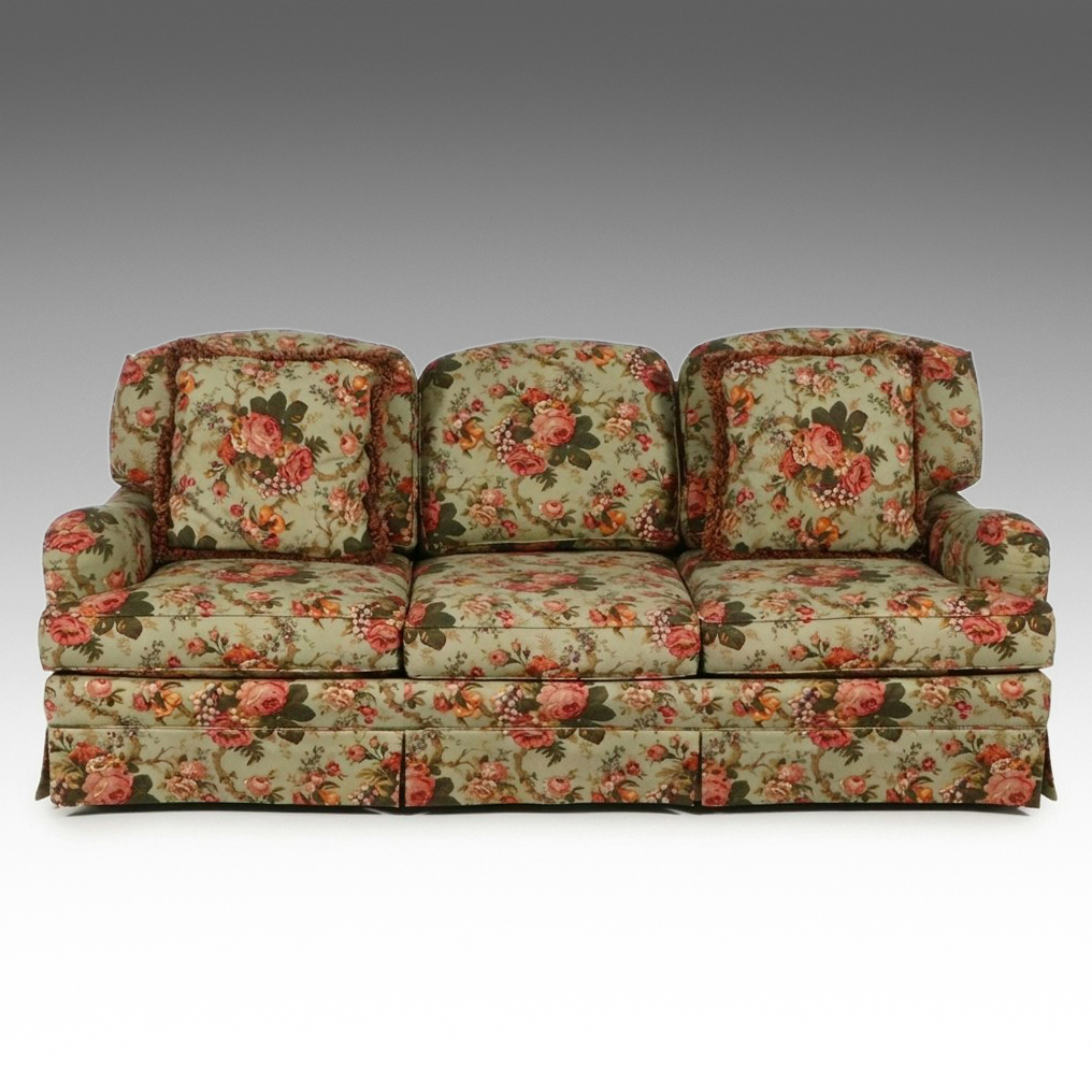 Sherrill Furniture Traditional Floral Chintz Pattern Upholstered Sofa