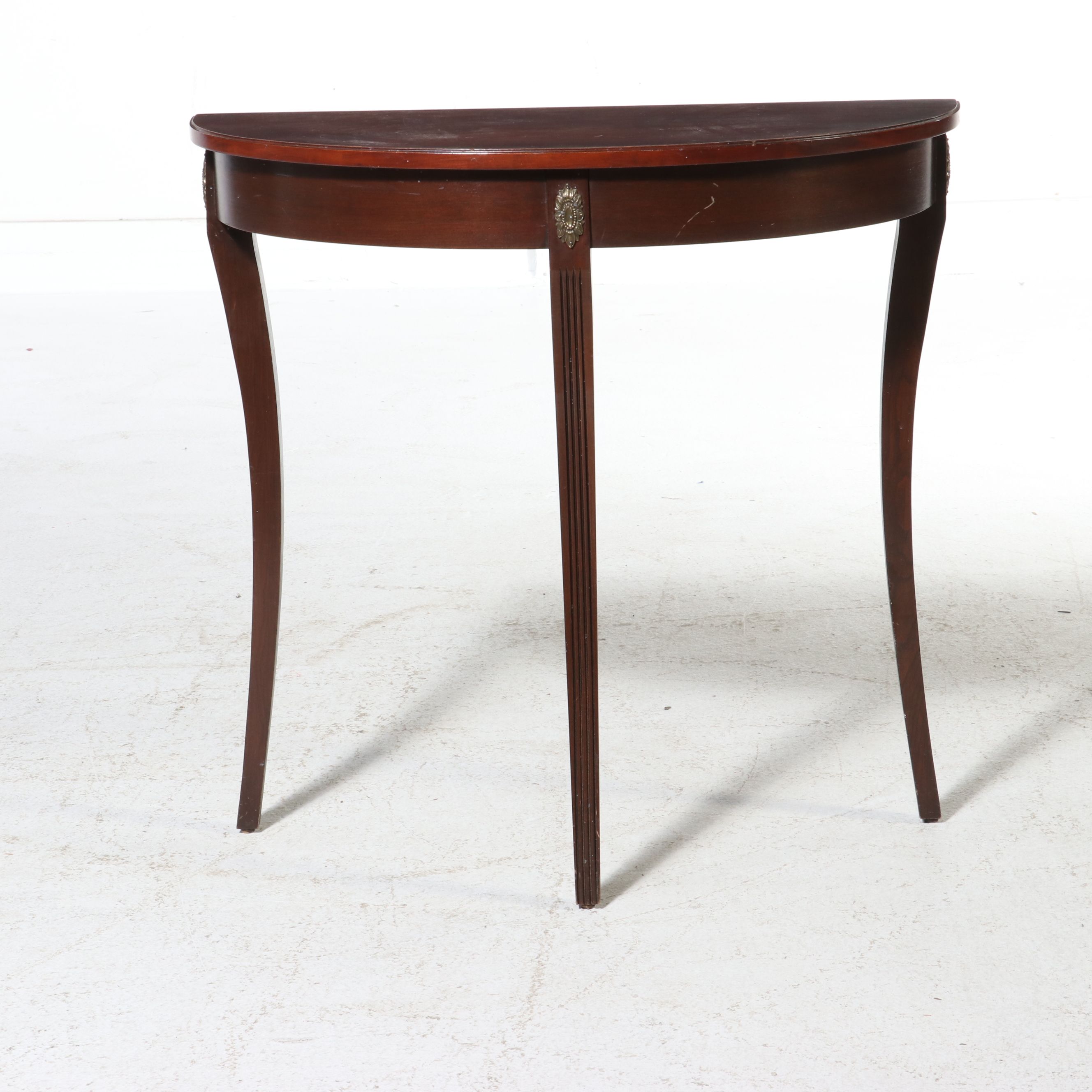 Ethan Allen Federal Style Mahogany Demilune Hall Table