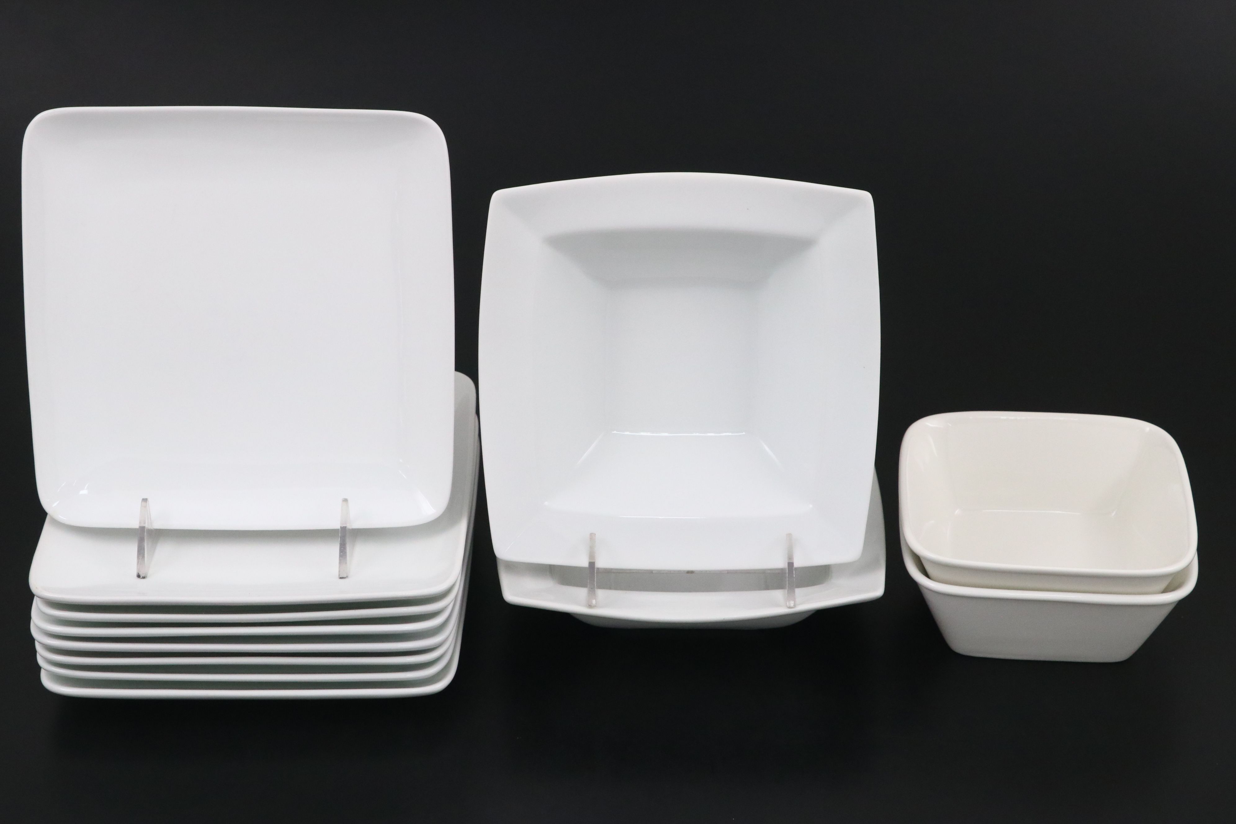 Crate & Barrel "Bennett" Ceramic Salad Plates with Other Serveware