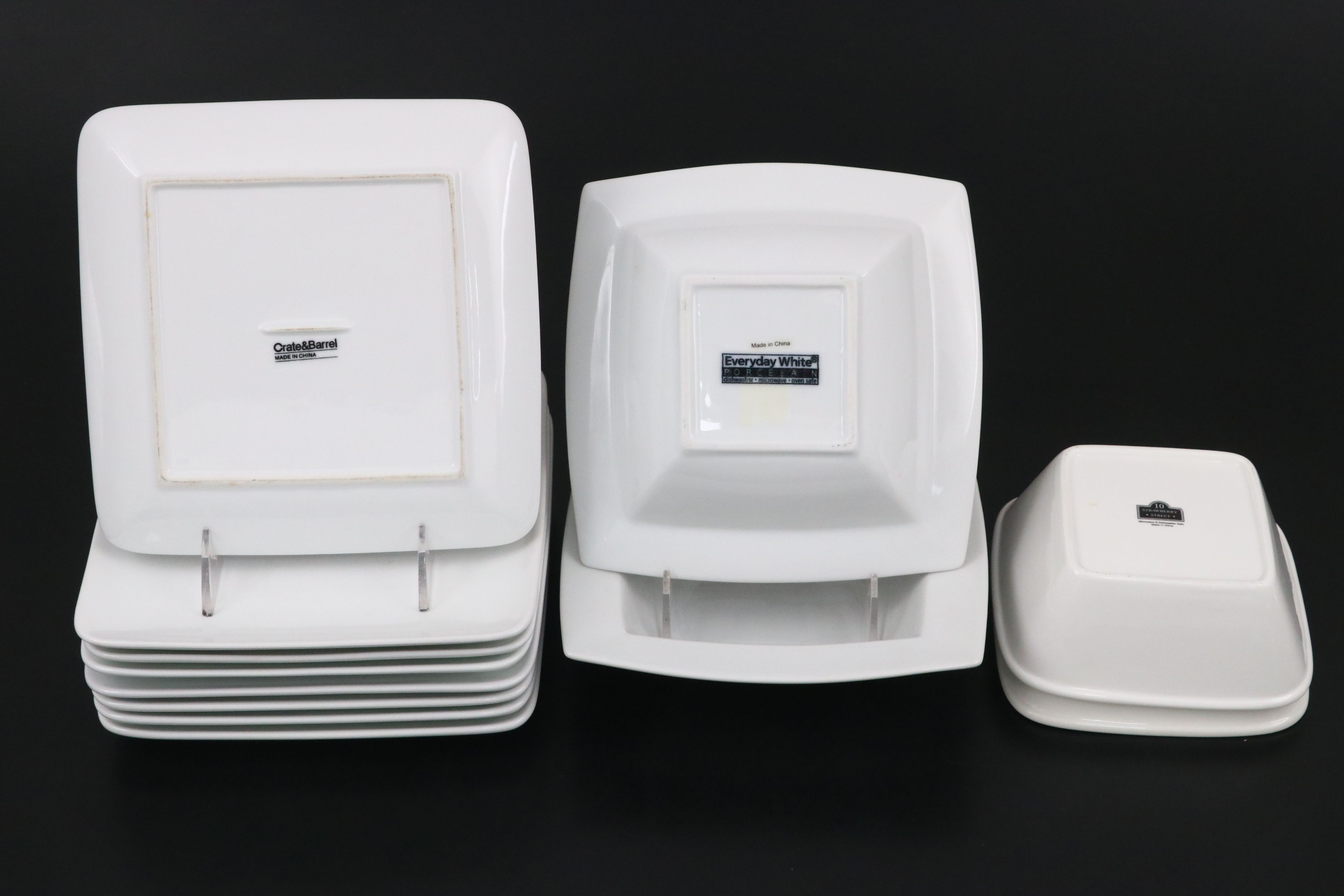 Crate & Barrel "Bennett" Ceramic Salad Plates with Other Serveware