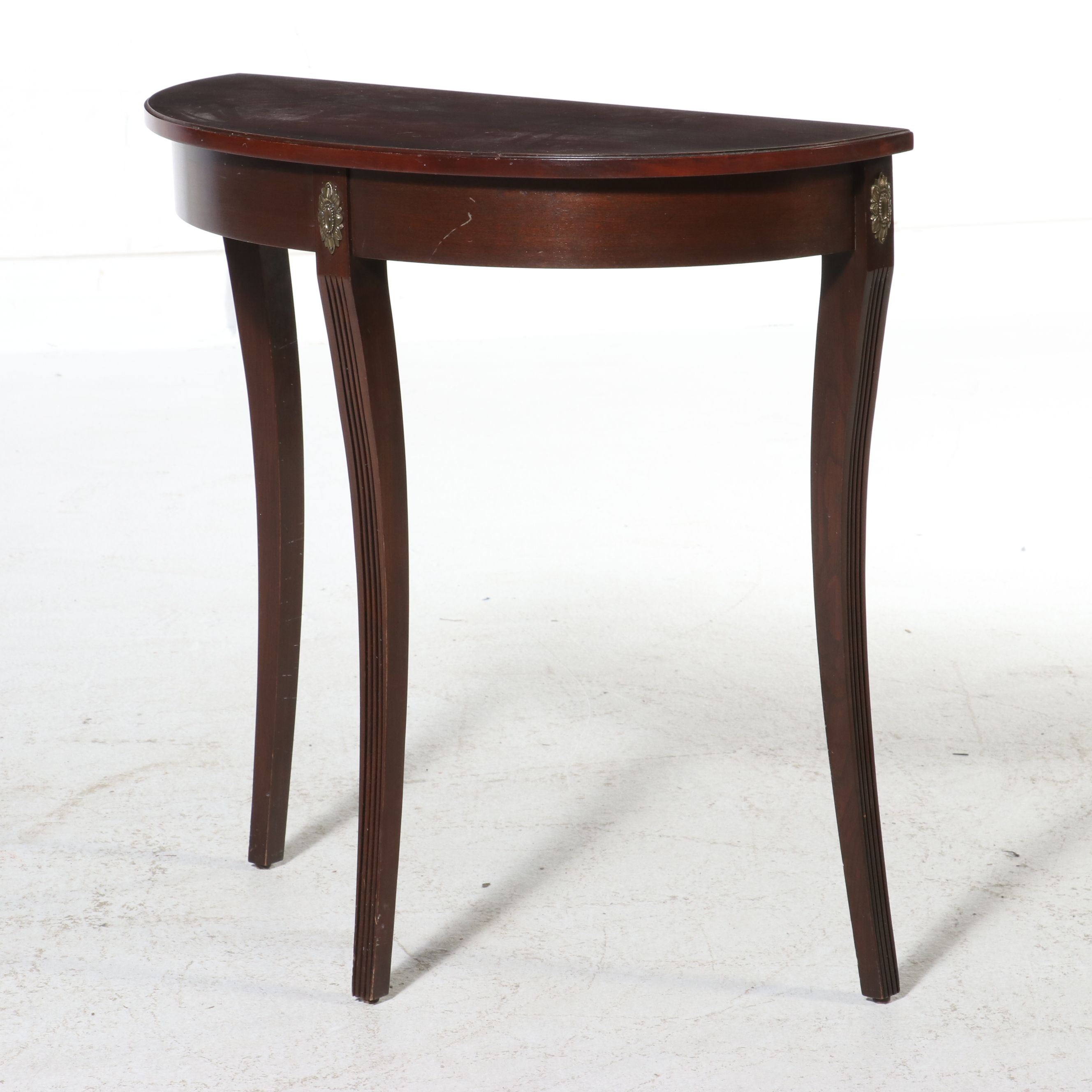 Ethan Allen Federal Style Mahogany Demilune Hall Table