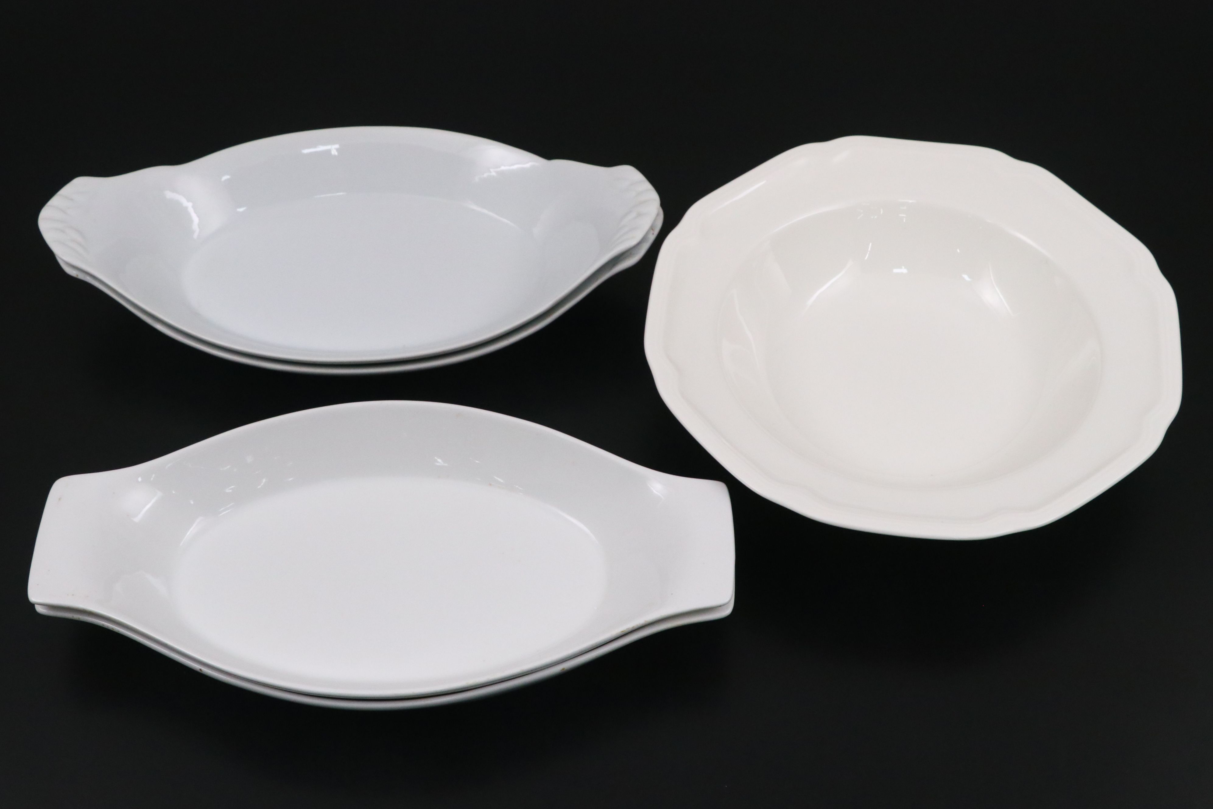 Crate & Barrel "Bennett" Ceramic Salad Plates with Other Serveware