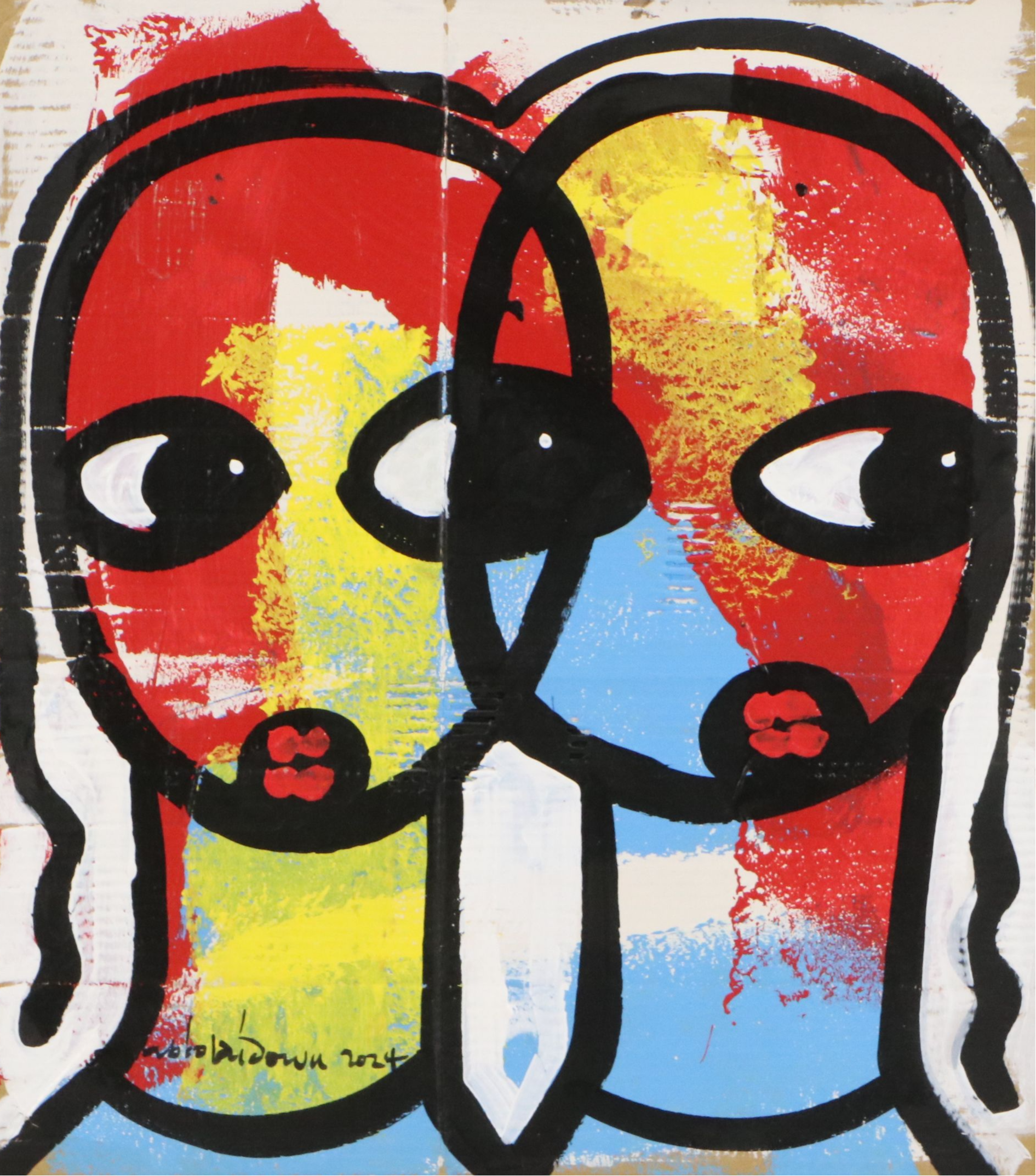 Abiola Idowu Acrylic Painting "Twins," 2024