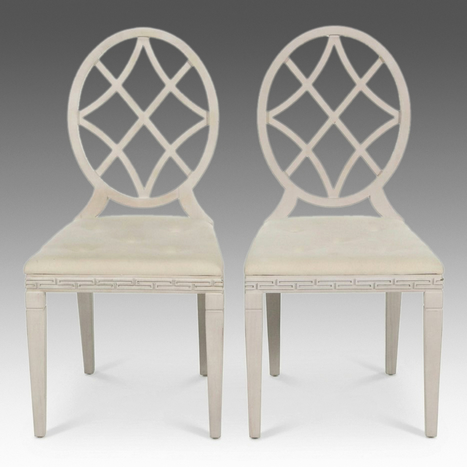 Pair of Miles Redd for Ballard Designs "Greek Key" Oval-Back Side Chairs