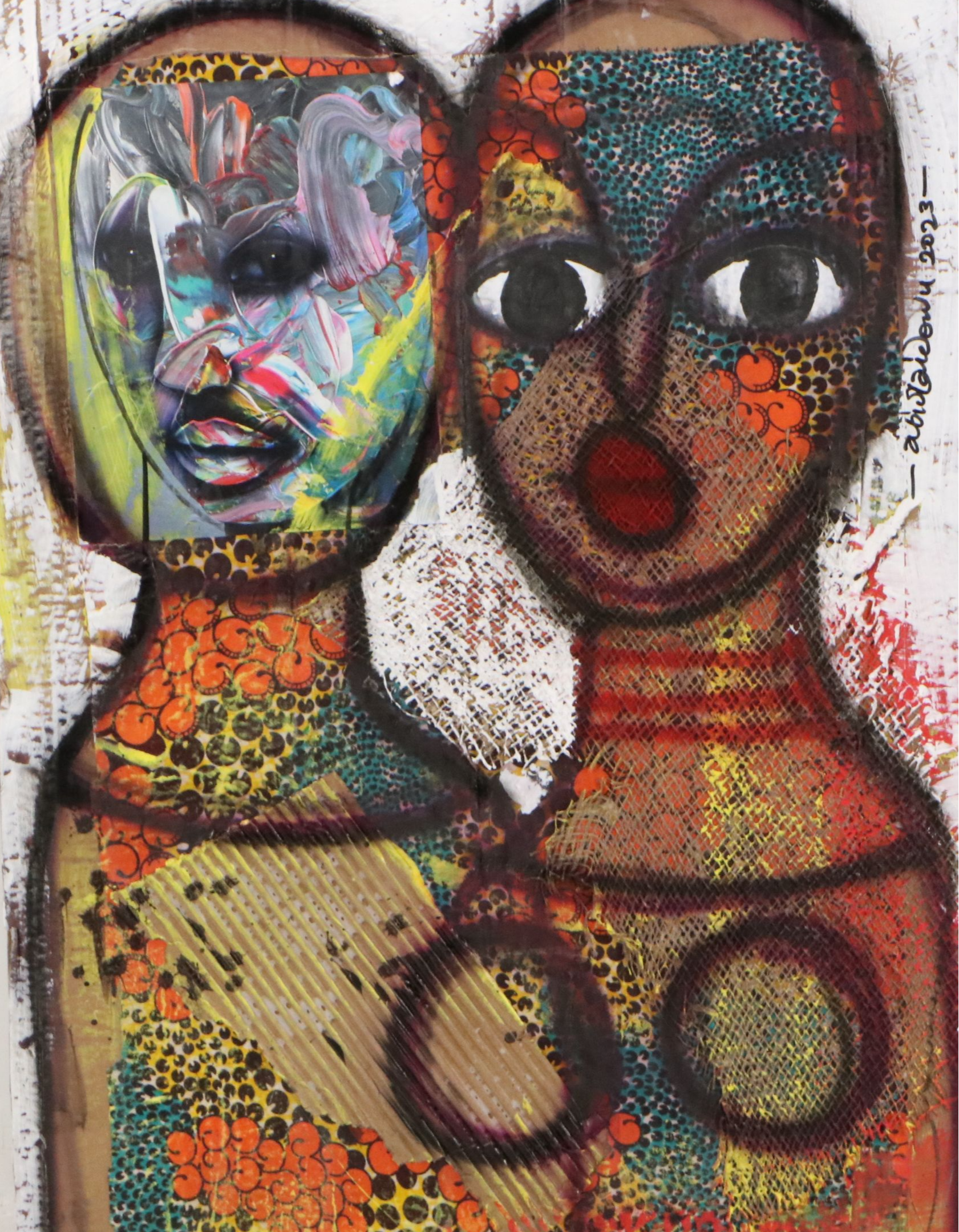 Abiola Idowu Mixed Media Painting "My Sugar," 2023