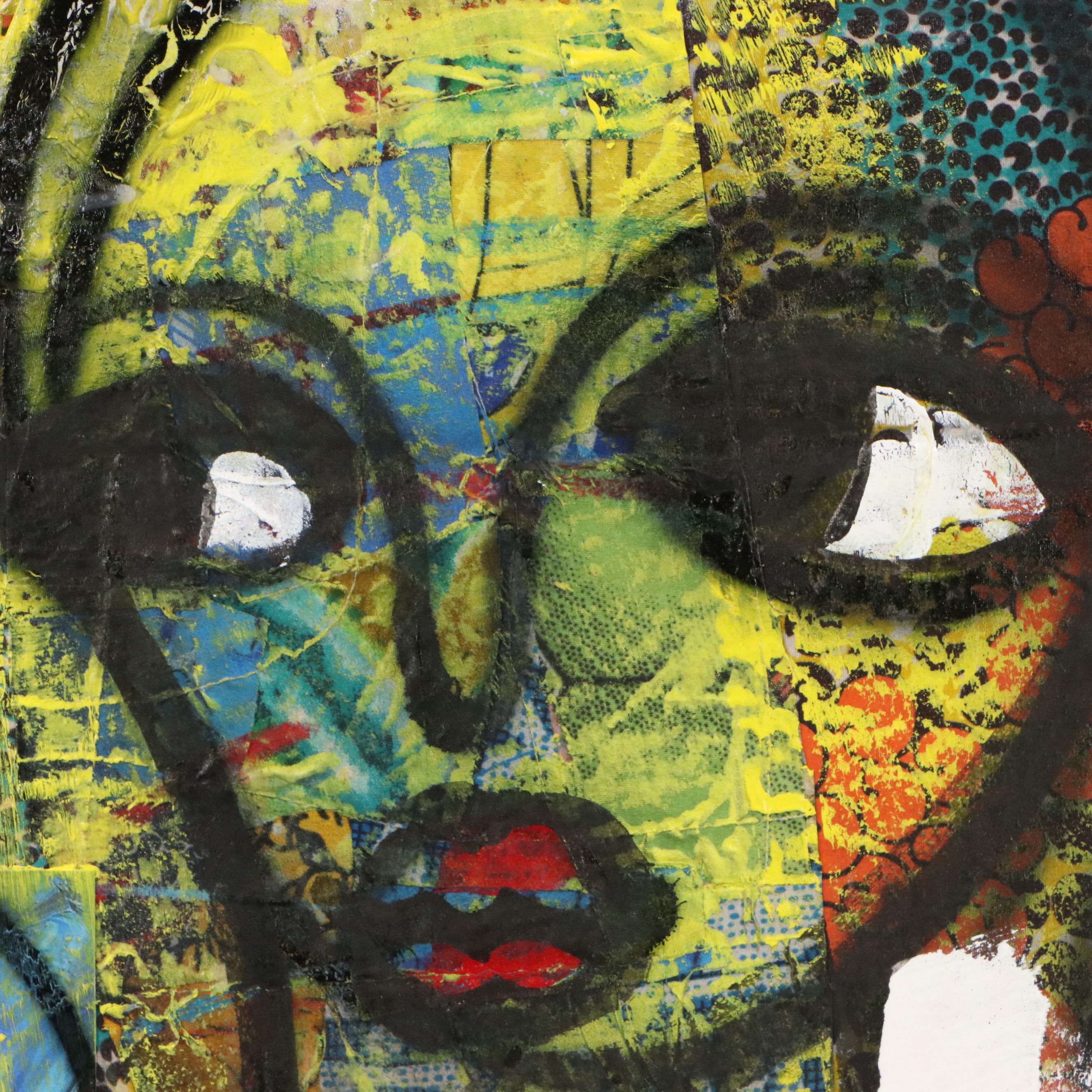 Abiola Idowu Mixed Media Painting "Family of 2," 2023