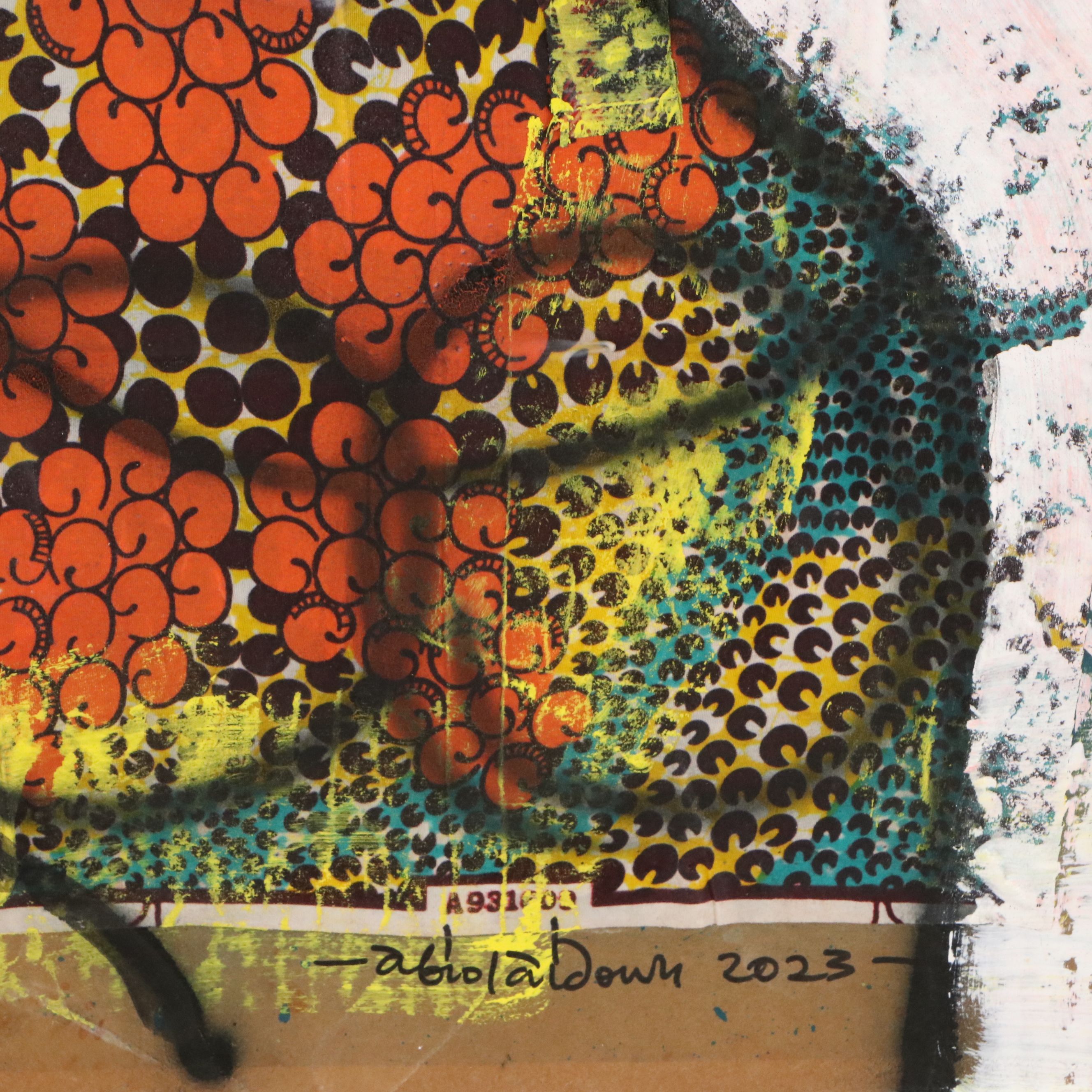 Abiola Idowu Mixed Media Painting "Family of 2," 2023