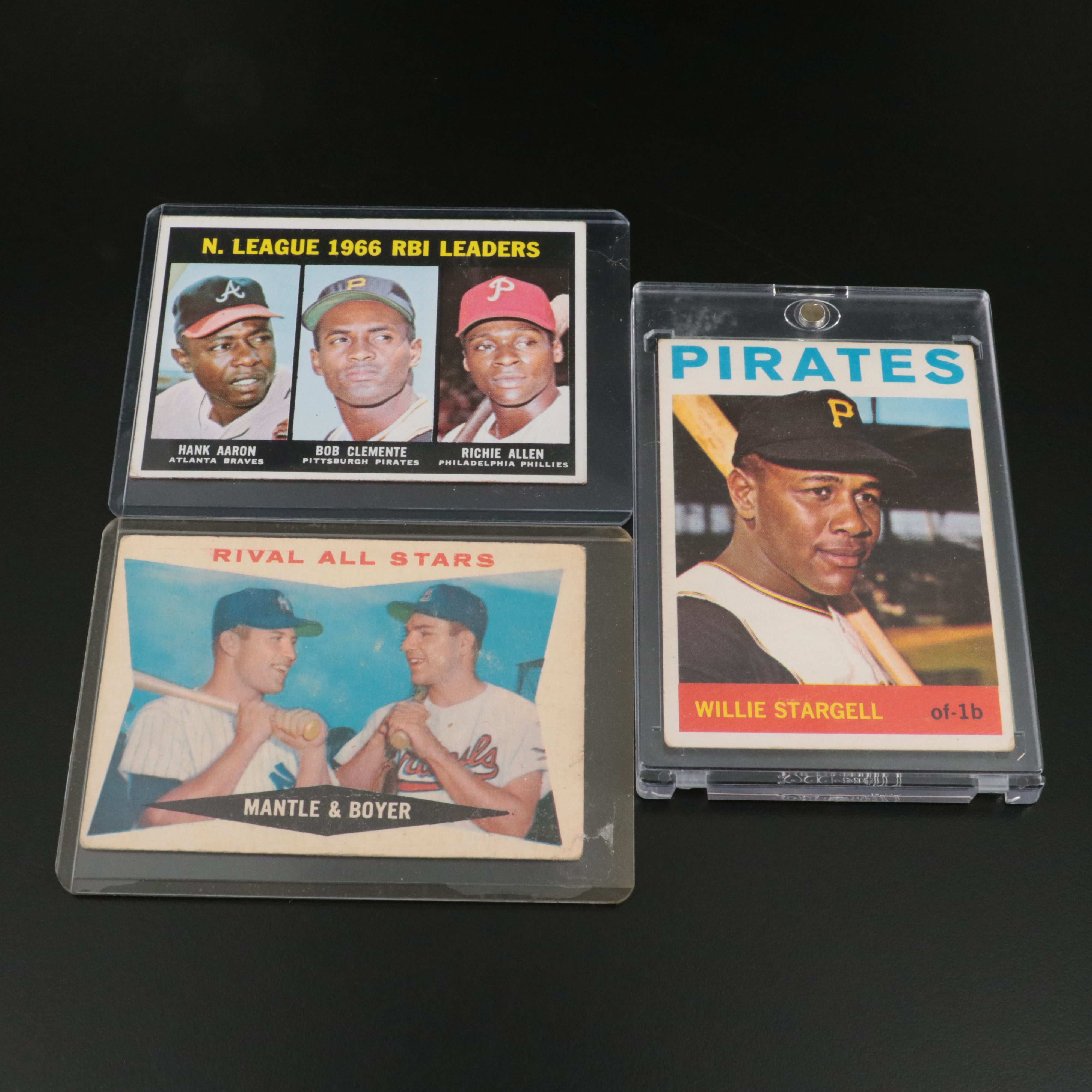 Eleven Vintage Topps Baseball Cards of HOF and Star Players, 1960s
