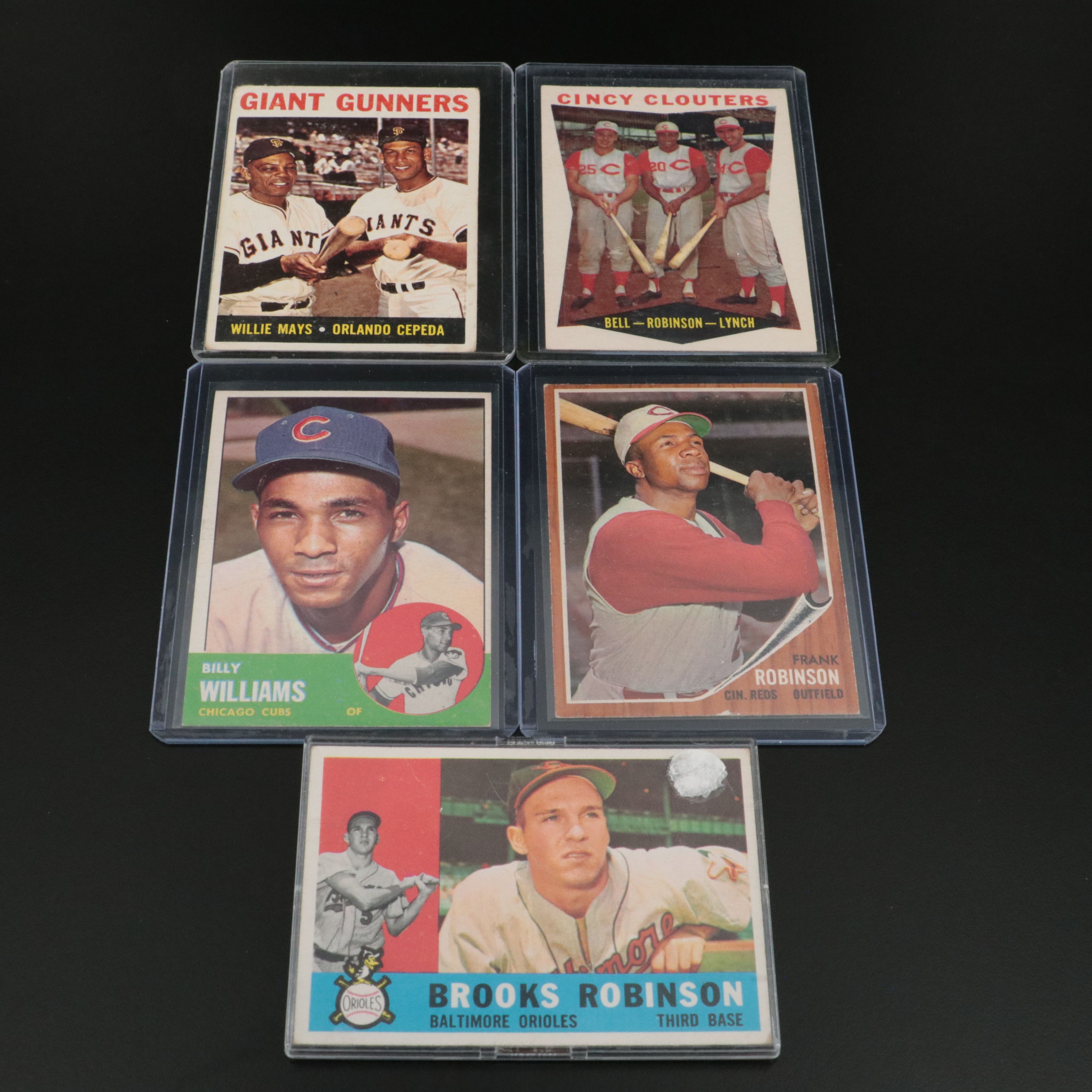 Eleven Vintage Topps Baseball Cards of HOF and Star Players, 1960s