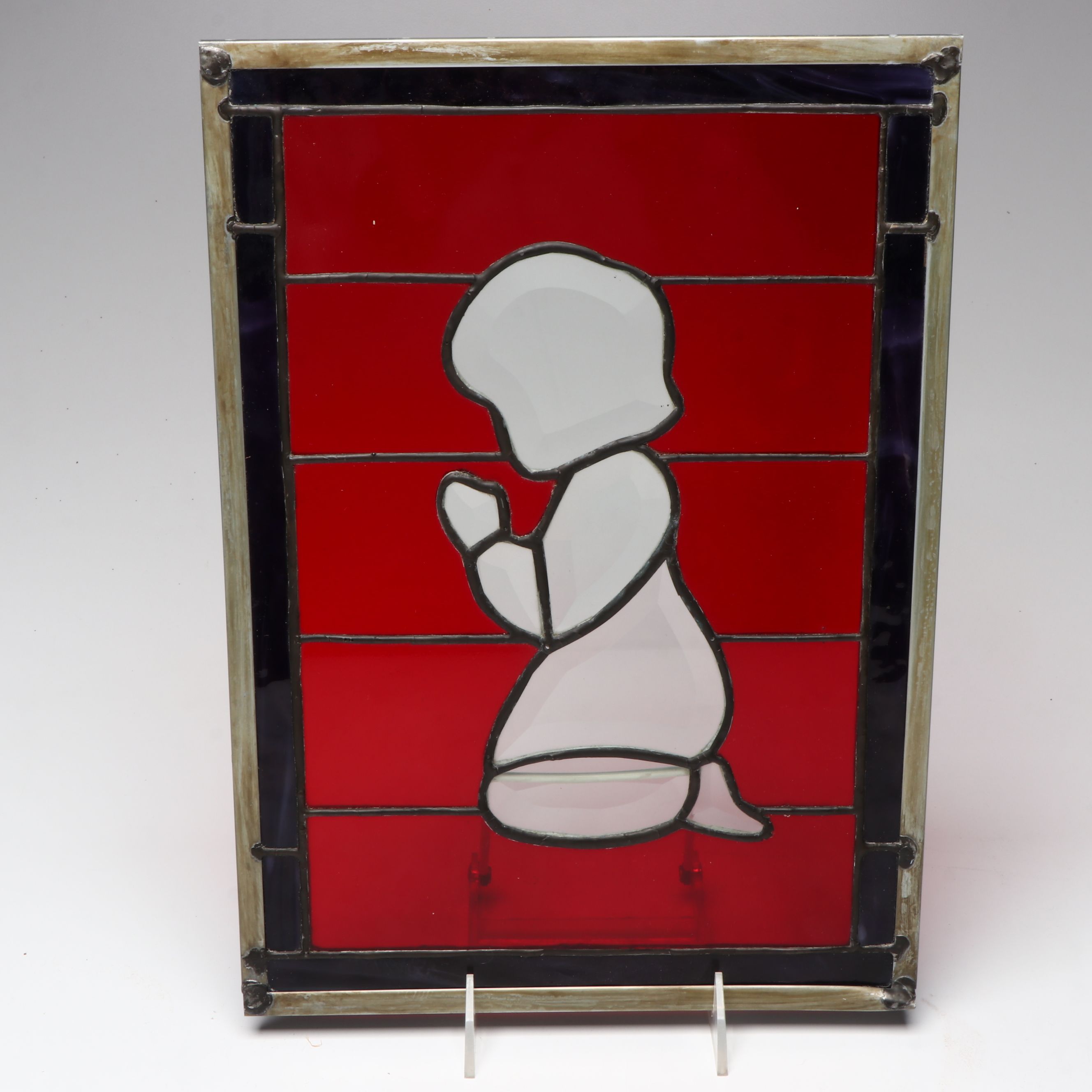 Slag and Iridescent Glass Butterflies with Figural Stained Glass Panel