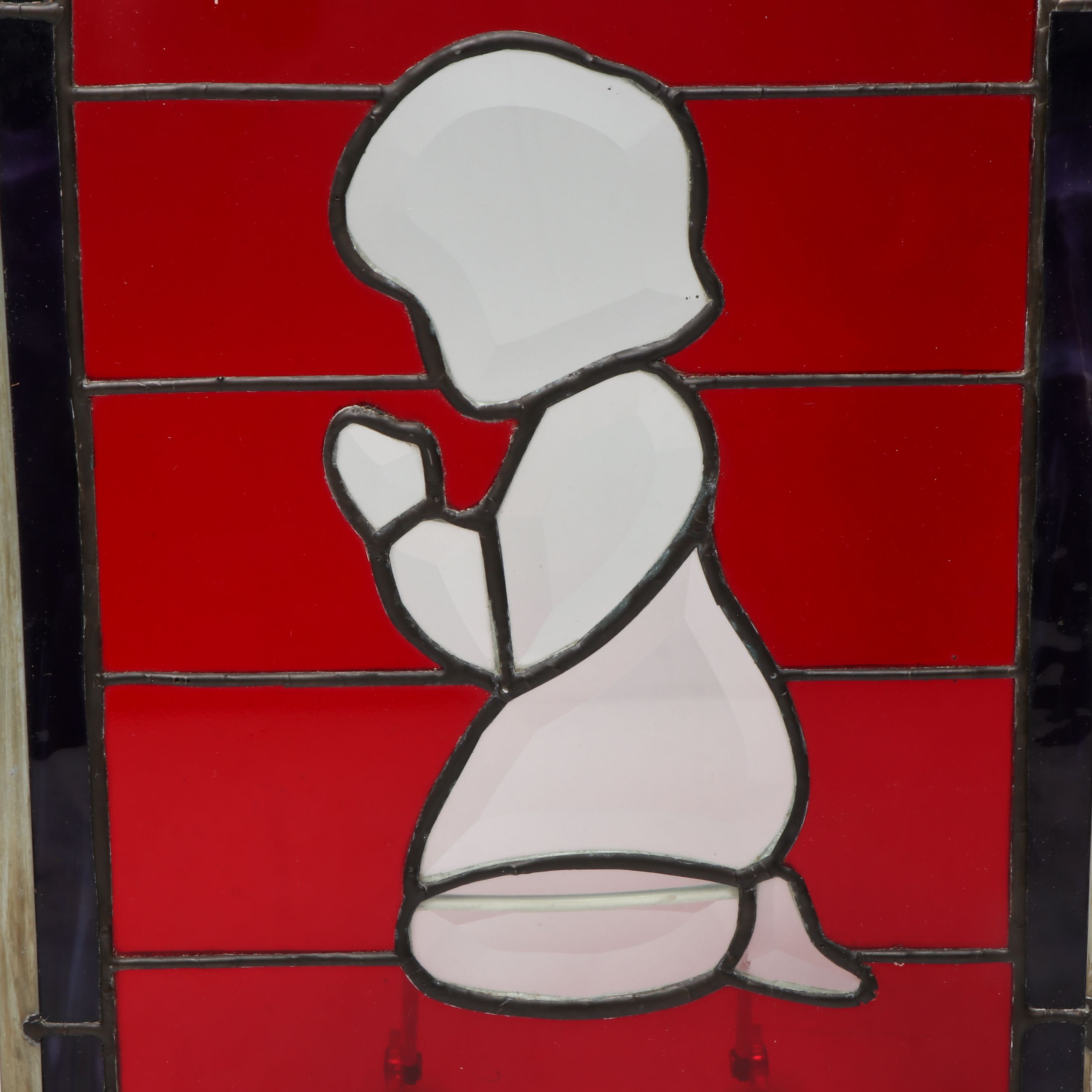 Slag and Iridescent Glass Butterflies with Figural Stained Glass Panel