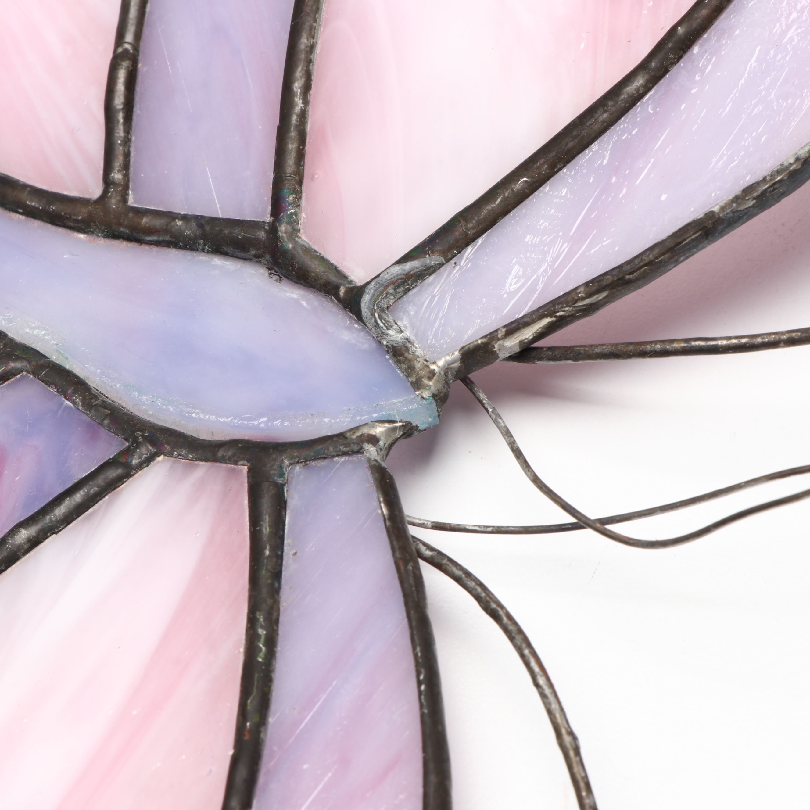 Slag and Iridescent Glass Butterflies with Figural Stained Glass Panel