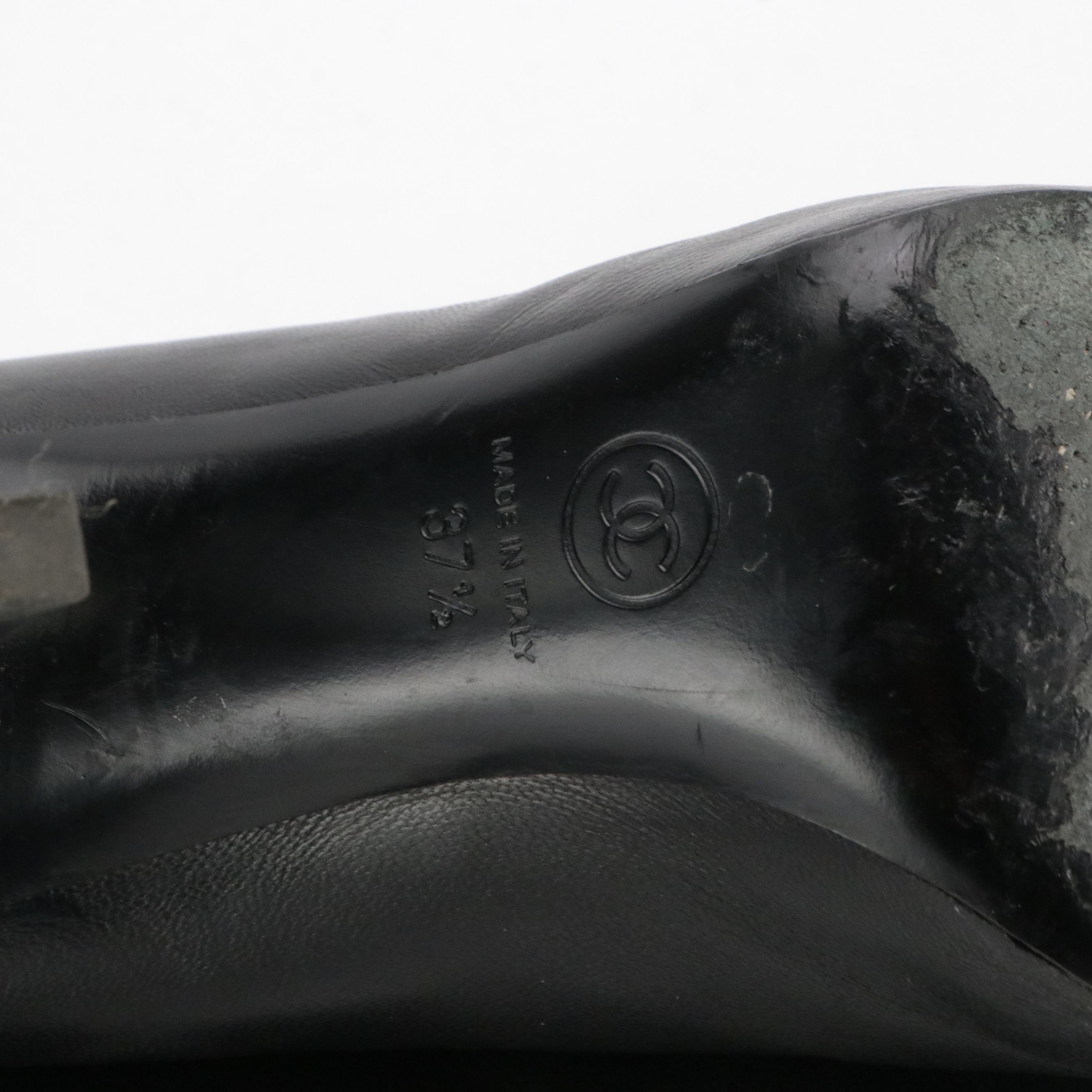 Chanel Black Lambskin Leather CC Bow Cap-Toe High-Heel Ankle Boots