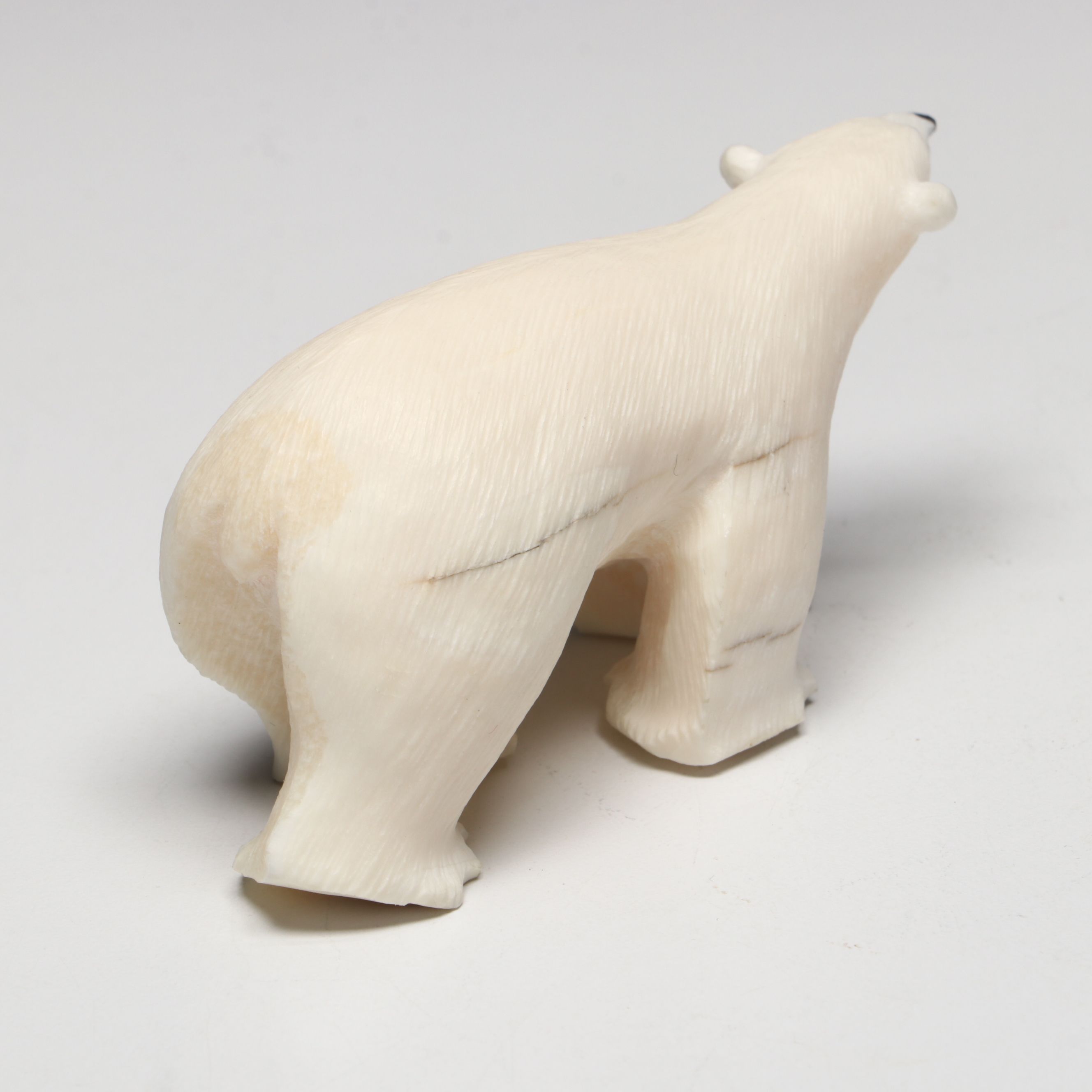 James Uglowook Yupik Walrus Tusk Carved Polar Bear