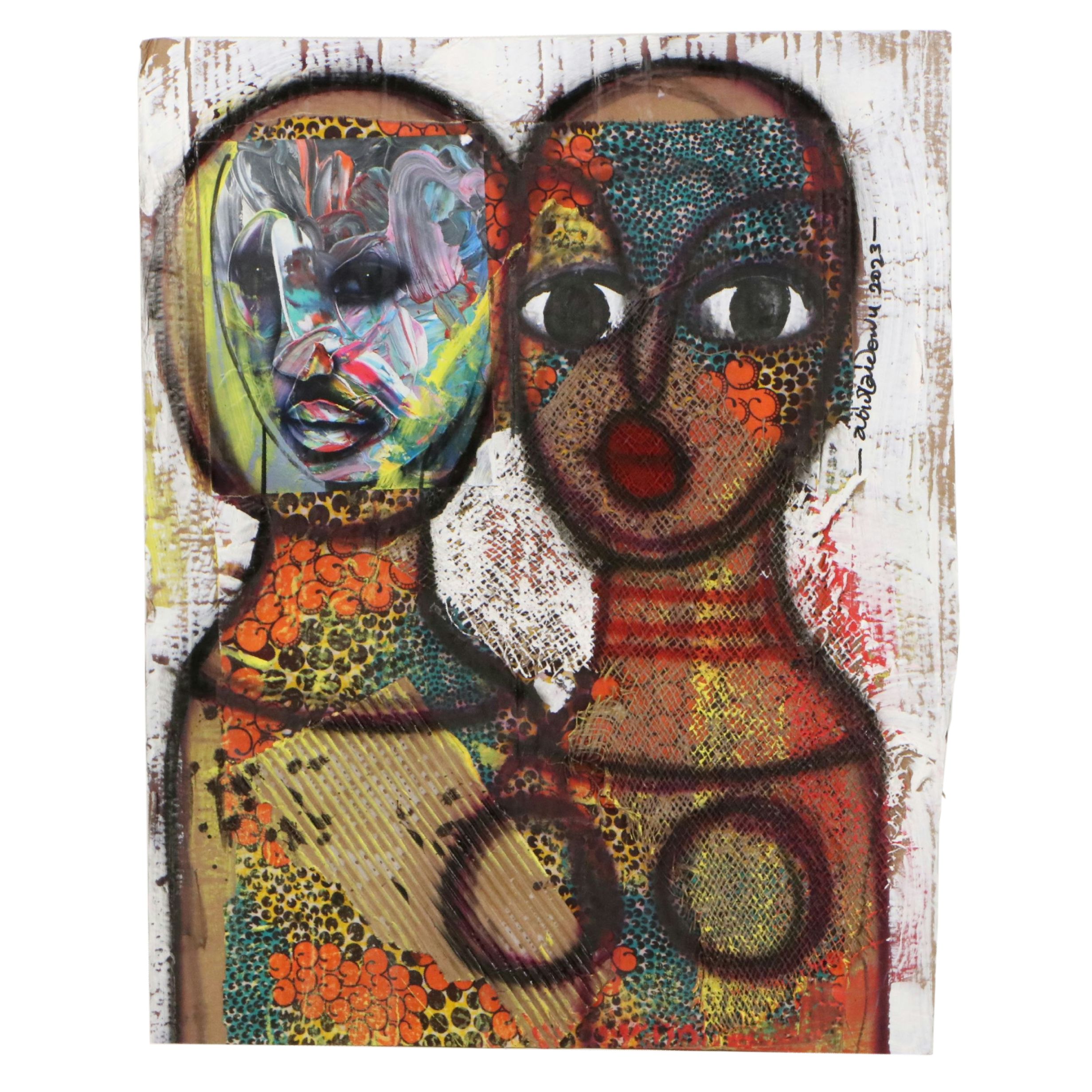 Abiola Idowu Mixed Media Painting "My Sugar," 2023