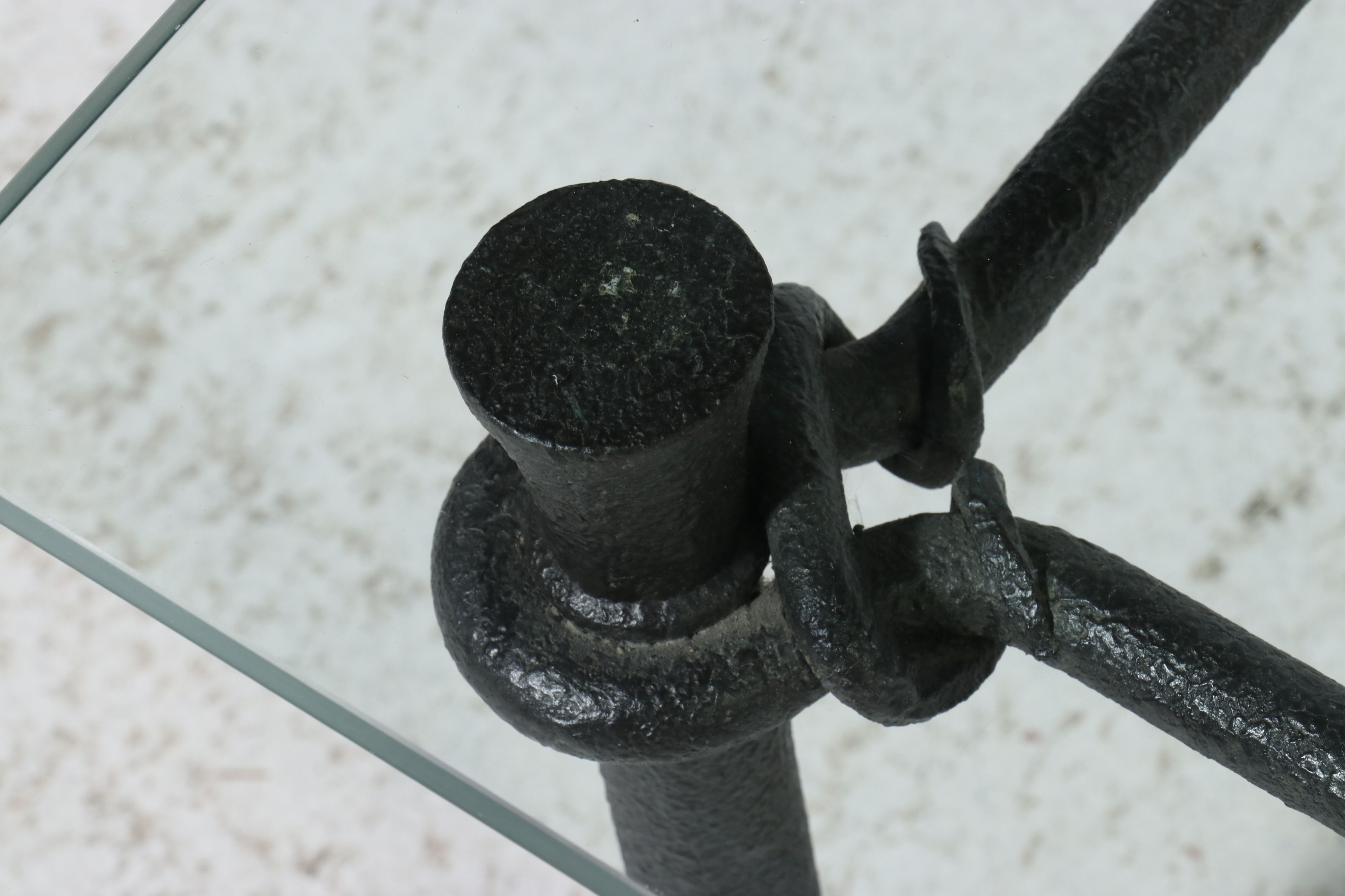 Wrought Iron Coffee Table with Glass Top