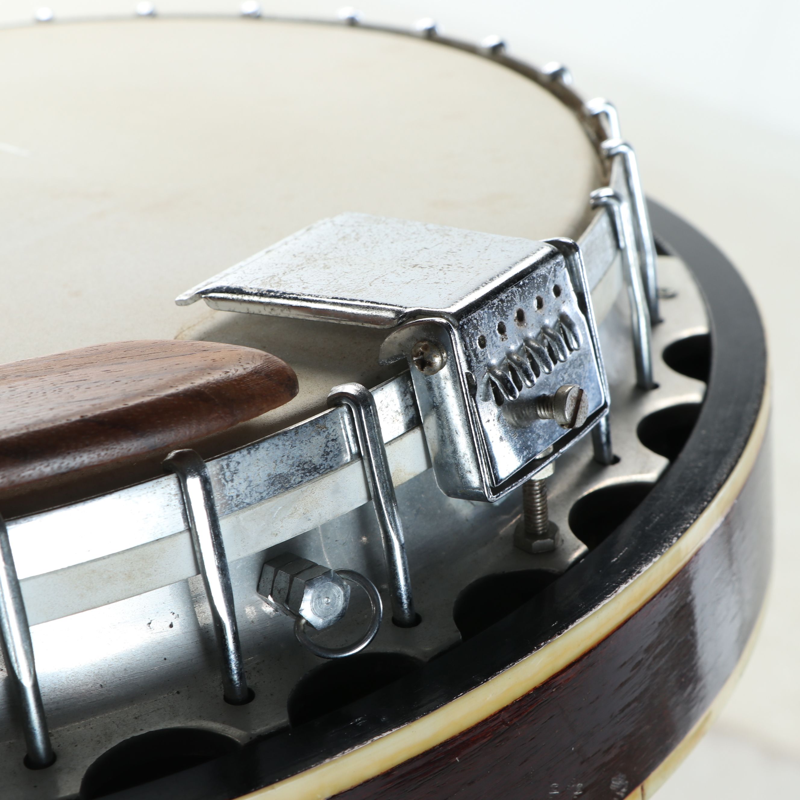 Five-String Wooden Resonator Banjo with Abalone Inlay Headstock