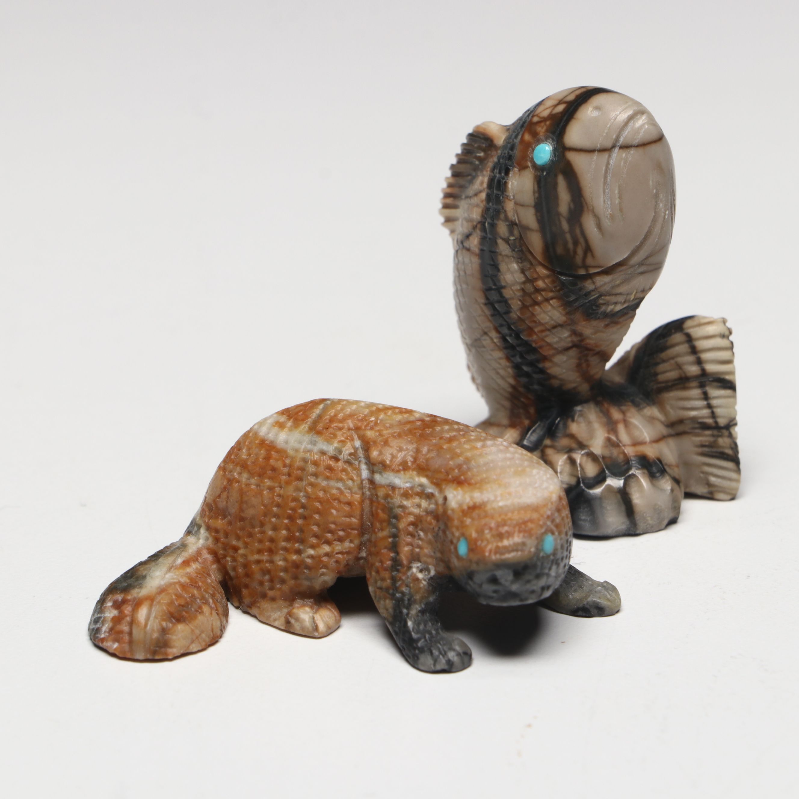 Lance Cheama, Michael Coble with Other Carved Stone Zuni Fetishes