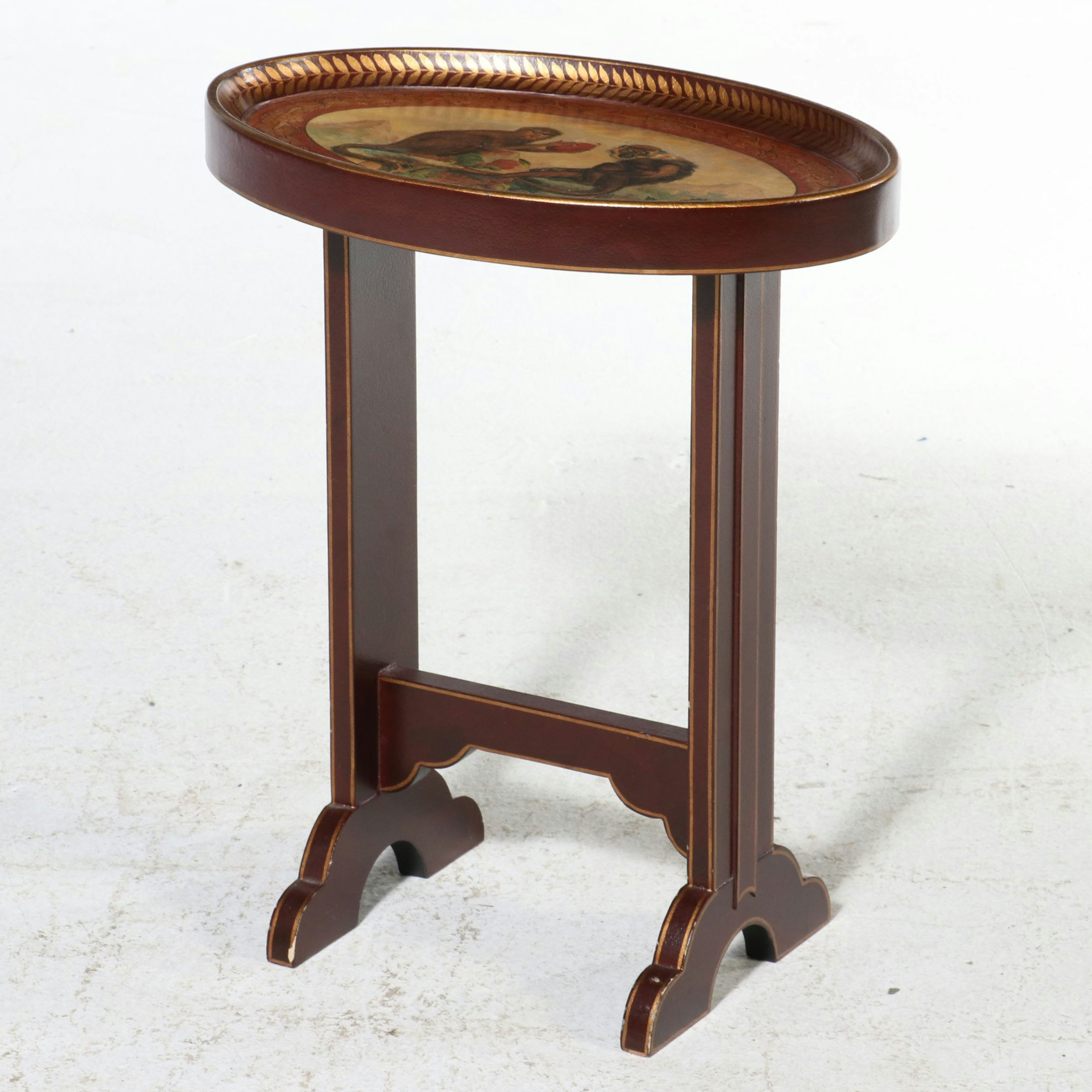 Wooden Occasional Table with Capuchin Monkey Print