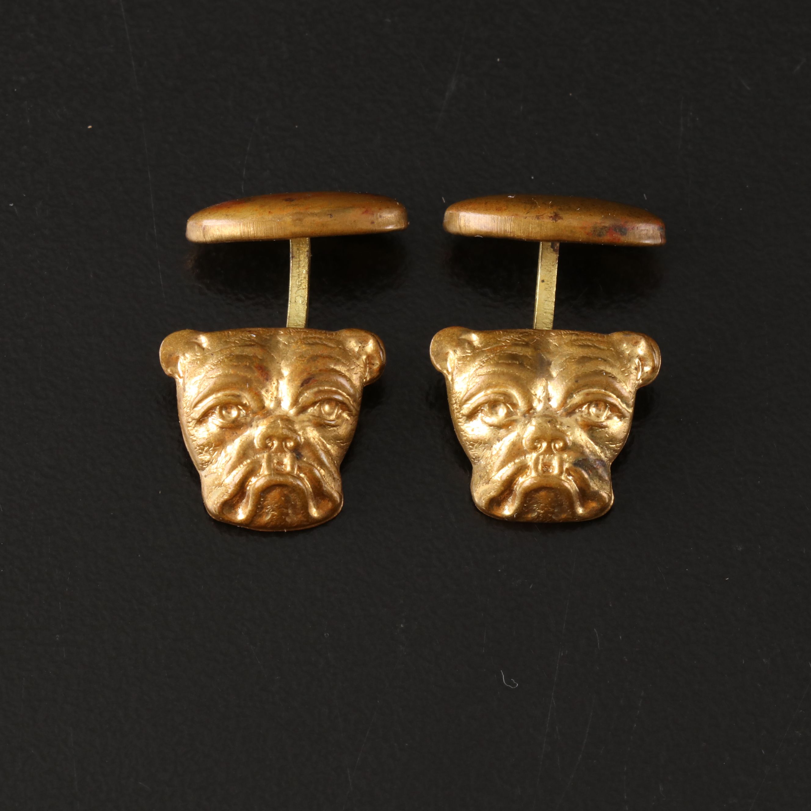 Pair of Victorian Brass Bulldog Cufflinks