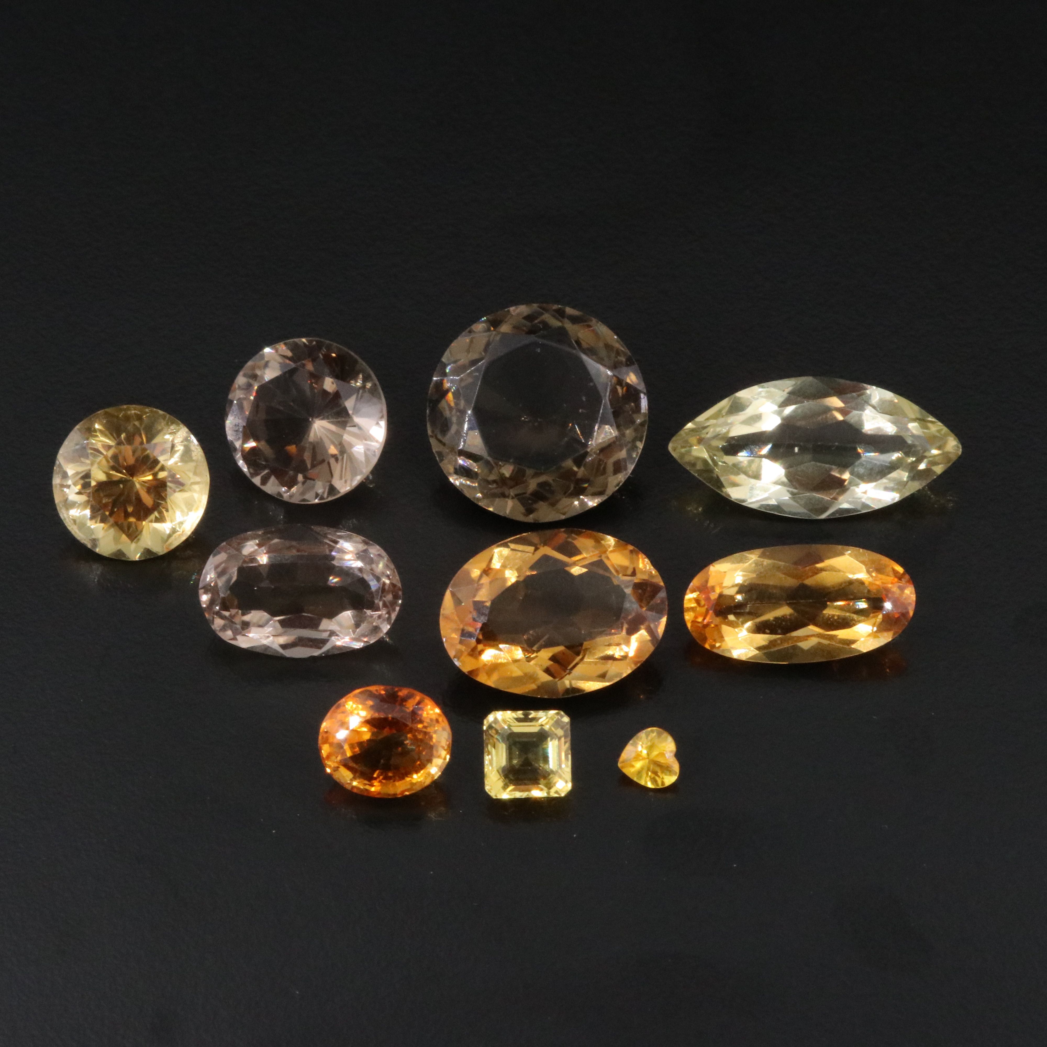 Loose 95.01 CTW Gemstone Lot Including Smoky Quartz, Citrine and Glass