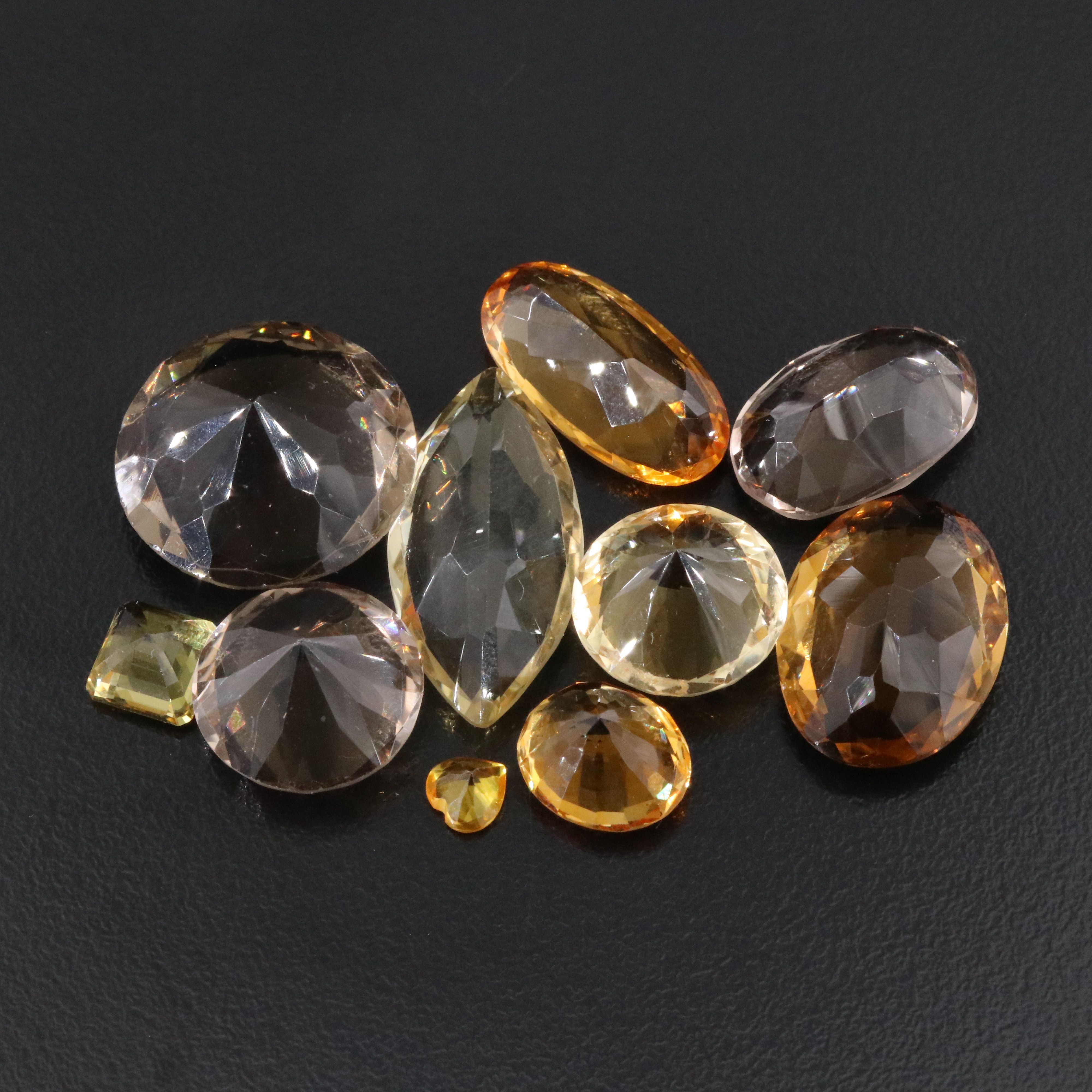 Loose 95.01 CTW Gemstone Lot Including Smoky Quartz, Citrine and Glass