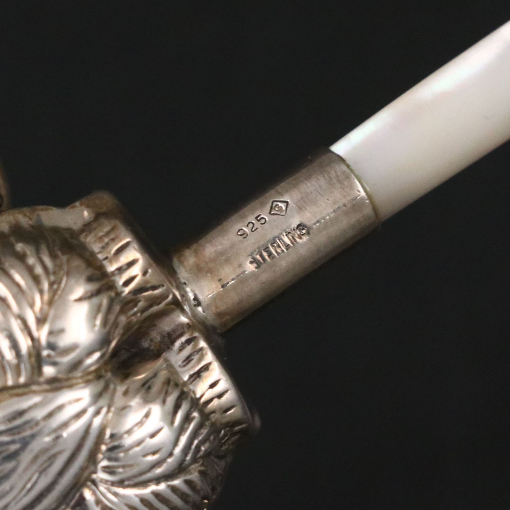 English Sterling Demitasse Spoon Set with Bunny Rattle and Other Utensils