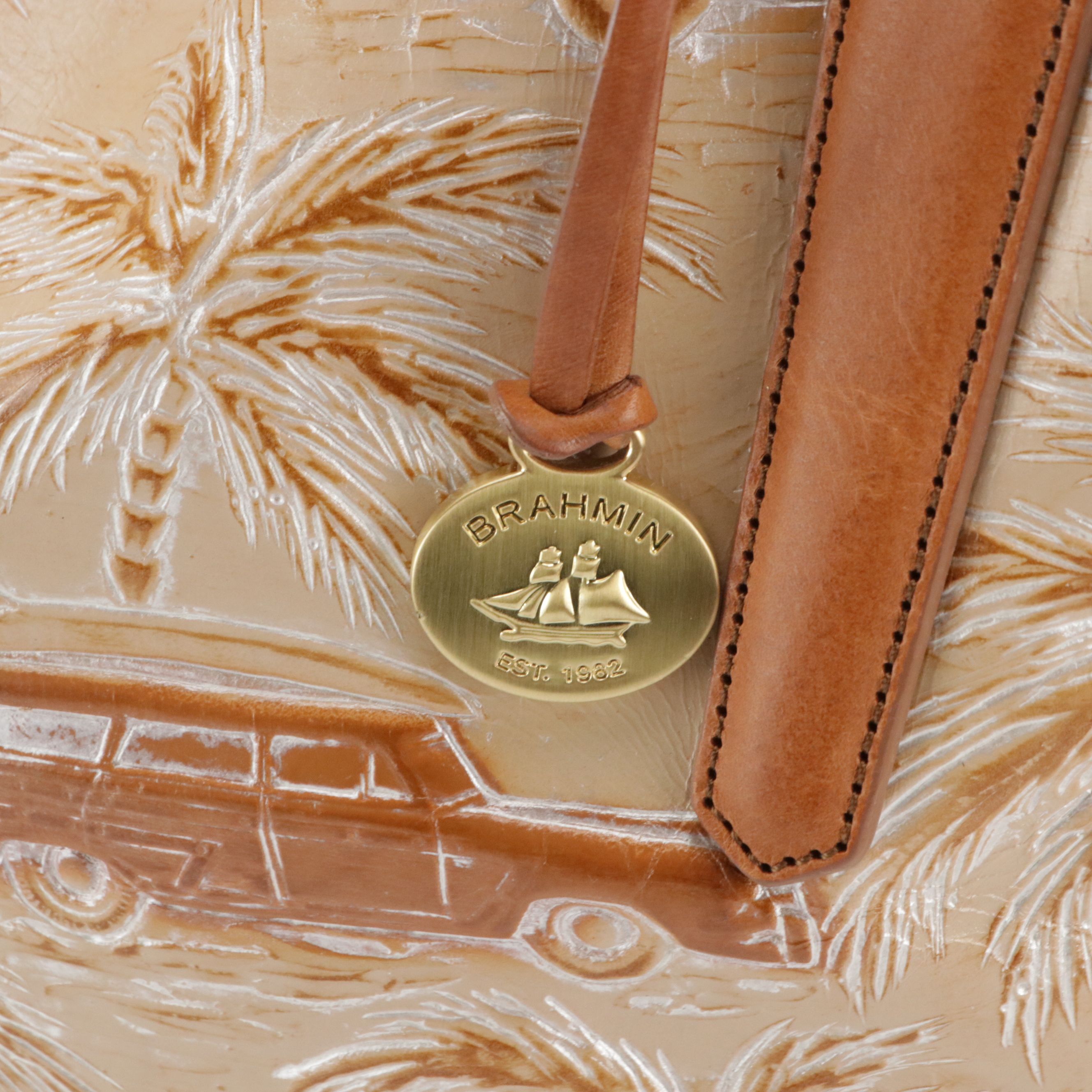 Brahmin "Coco Cabana" Two-Way Hobo Bag in Shiny Leather, With Tag