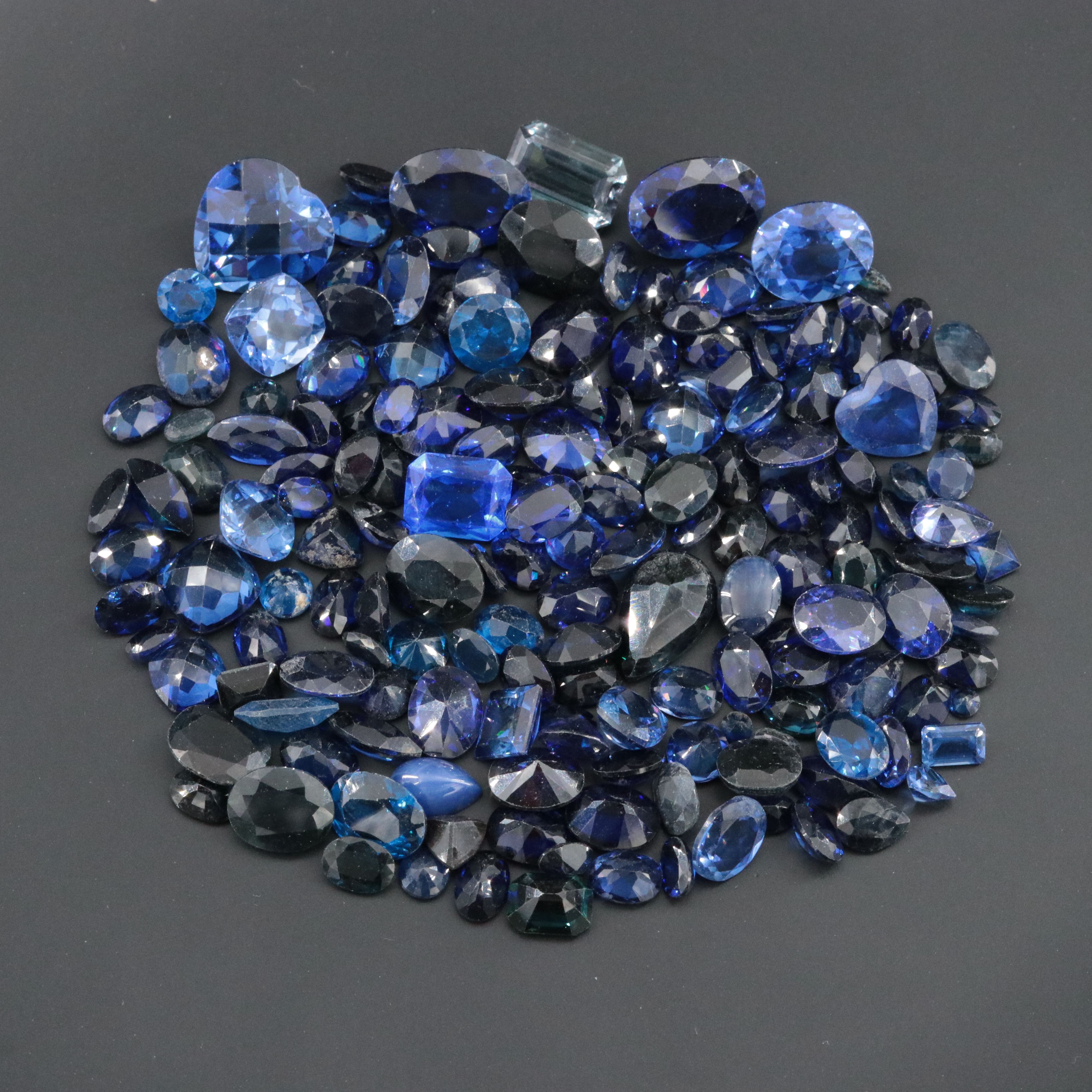 Loose 264.50 CTW Lab Grown Sapphire, Sapphire, and Glass Lot