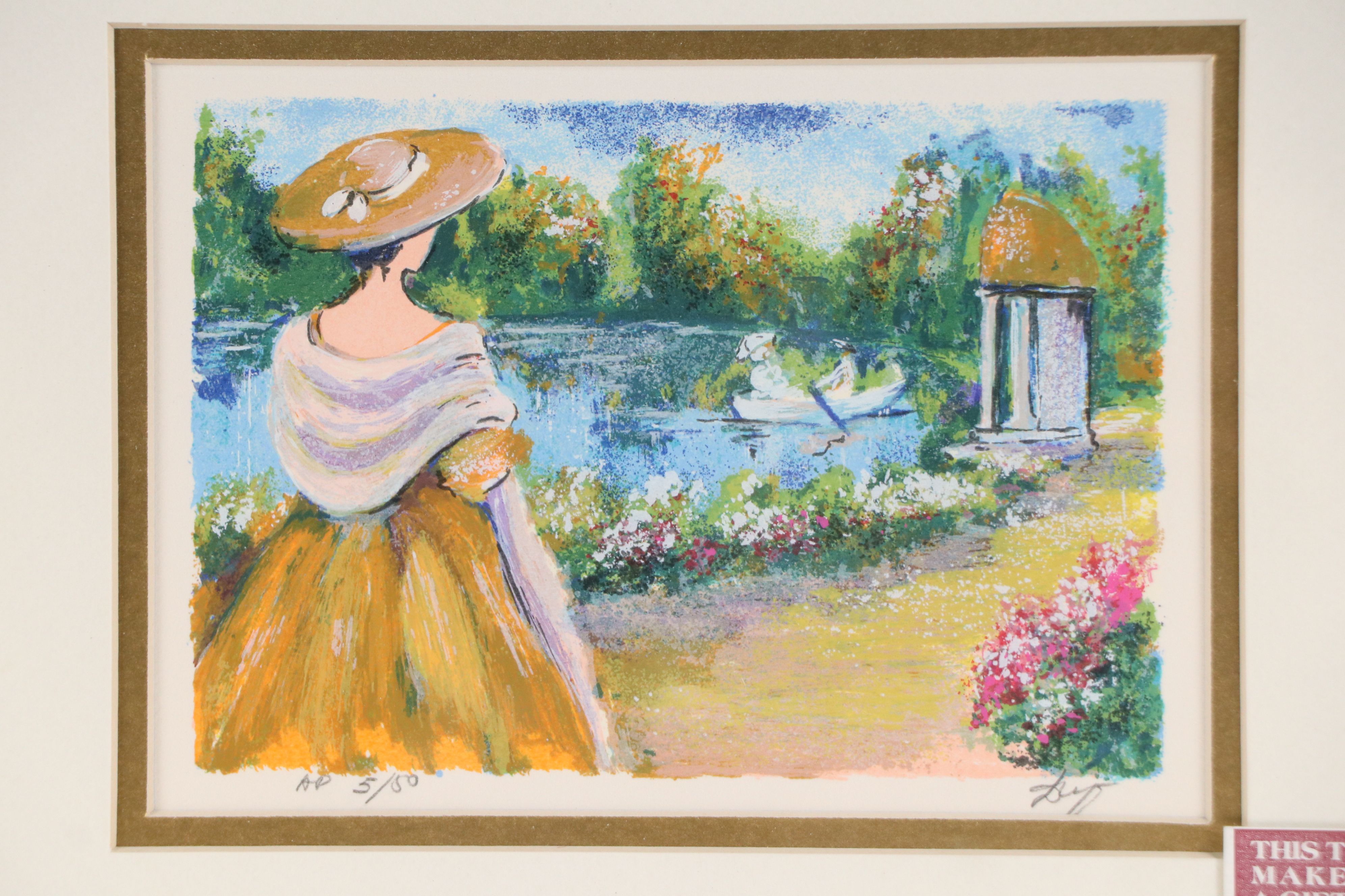 Serigraph of Impressionist Style Landscape with Figures